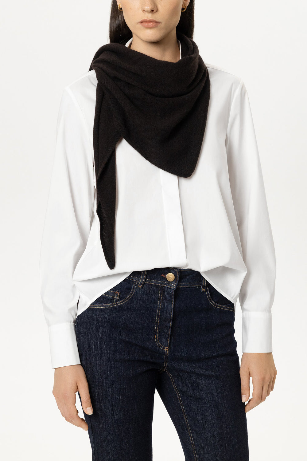 Foulard triangulaire en mélange de cachemire - truffe - standard