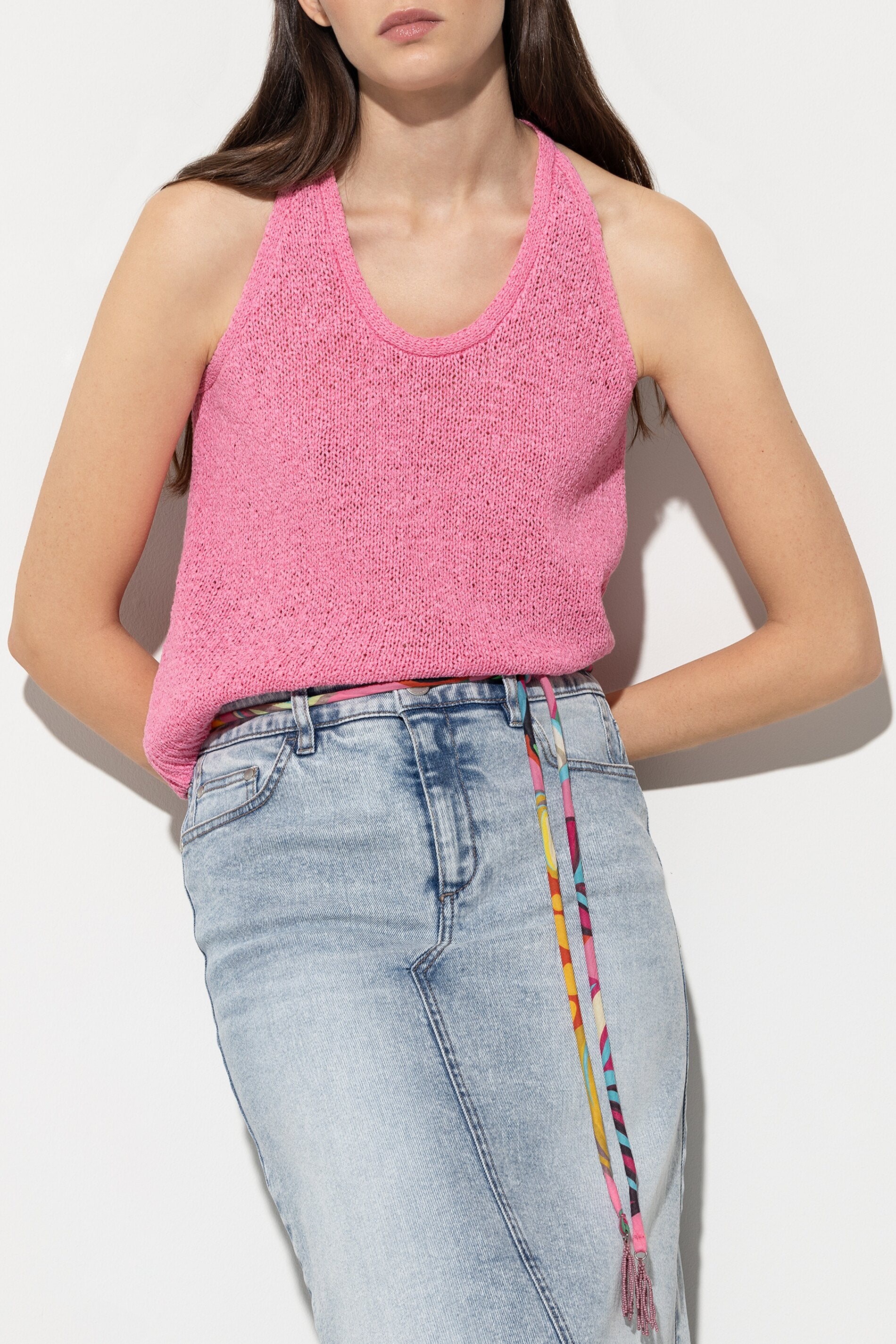 Gürtel mit Caribbean-Print - candy pink / multi - Standard | Model Front