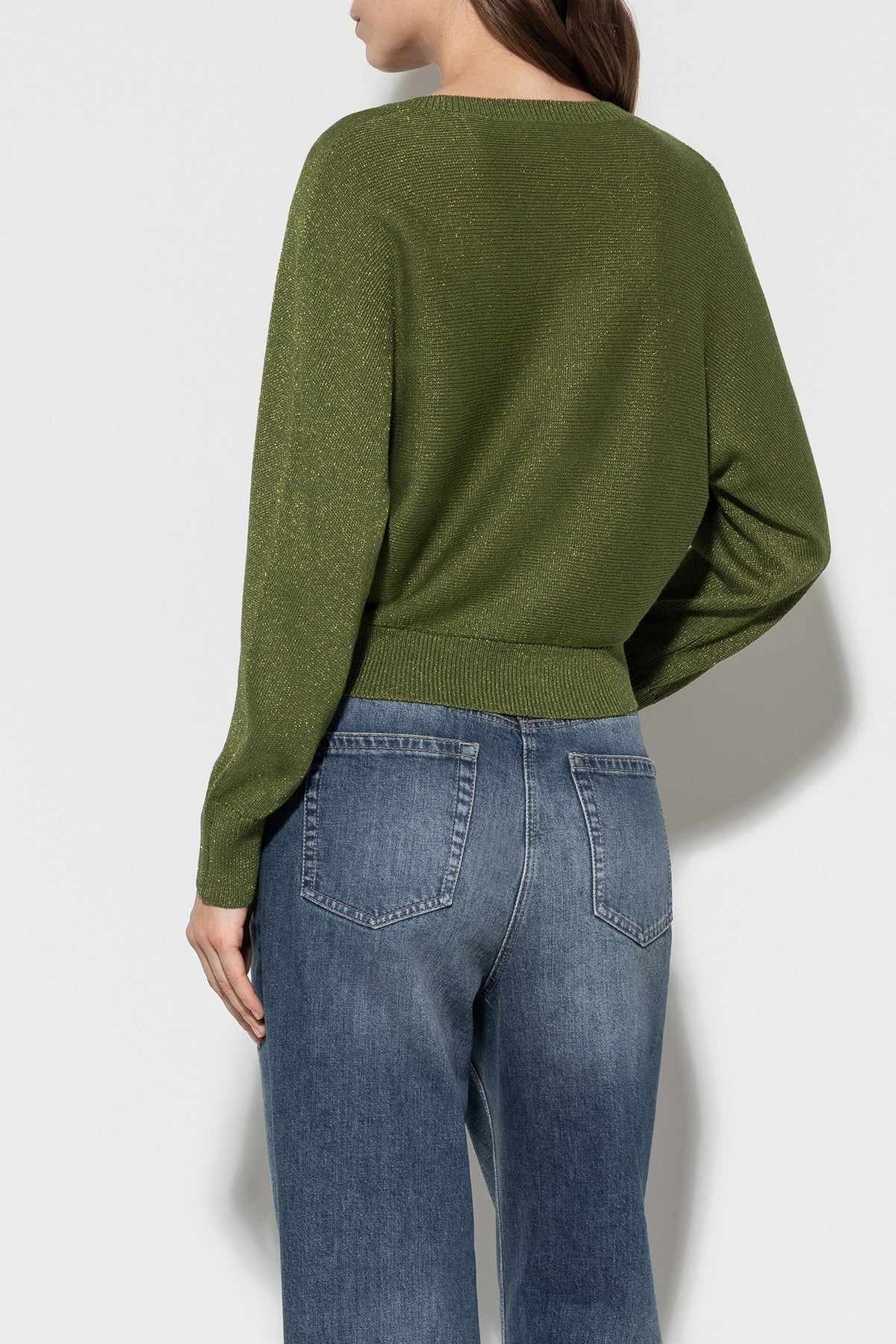 V-Neck-Pullover - moss green - Standard | Model Rück