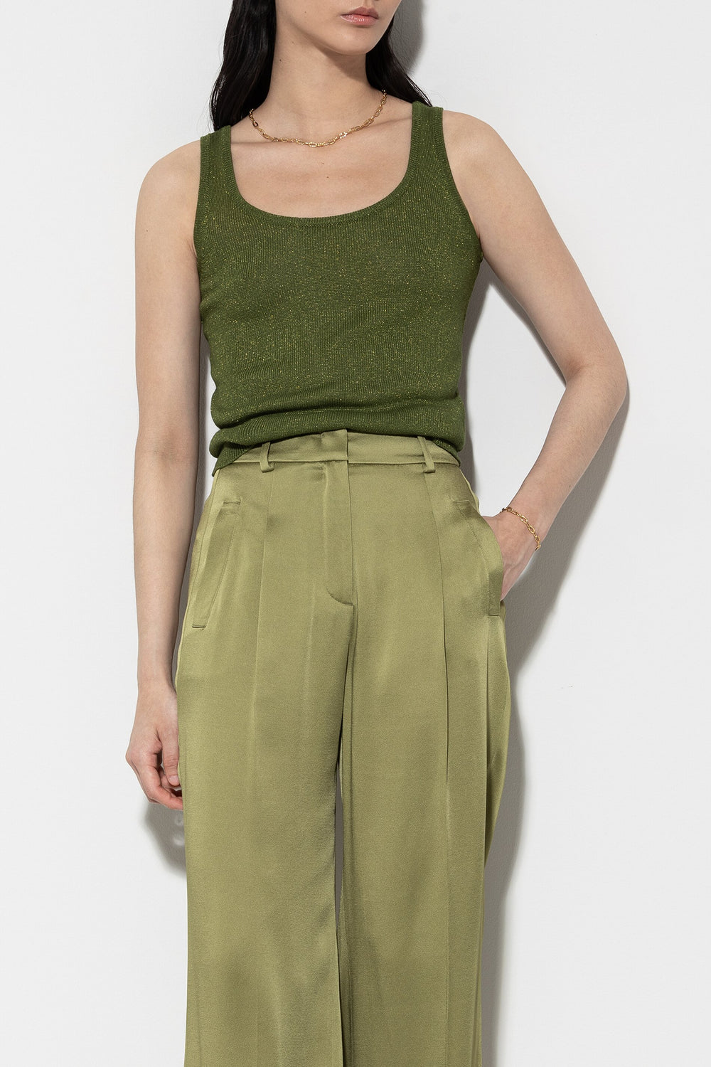 Strick-Tanktop - moss green - Standard