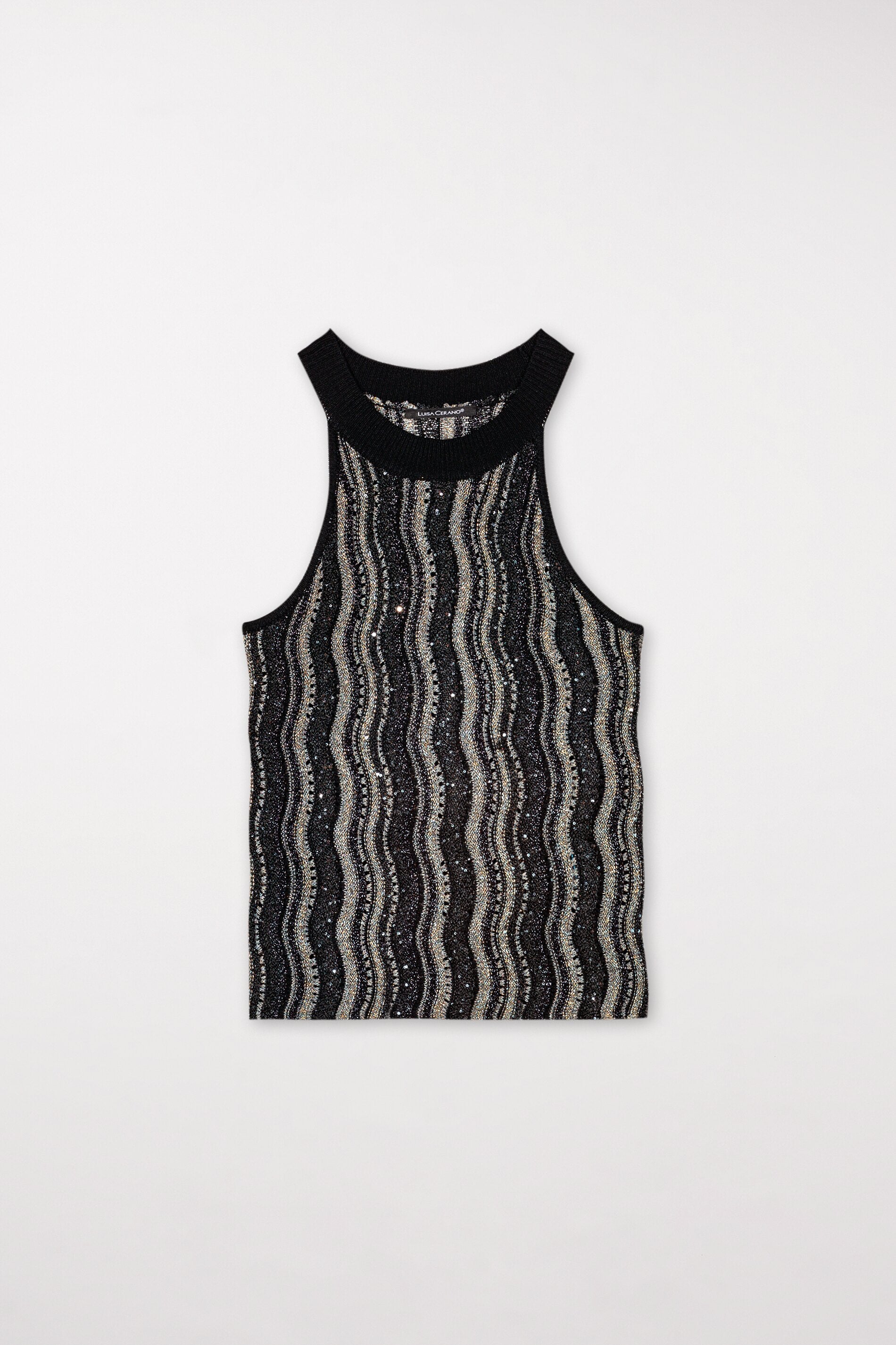Stricktop mit Fancy-Stripe - black - Standard | Artikel Front