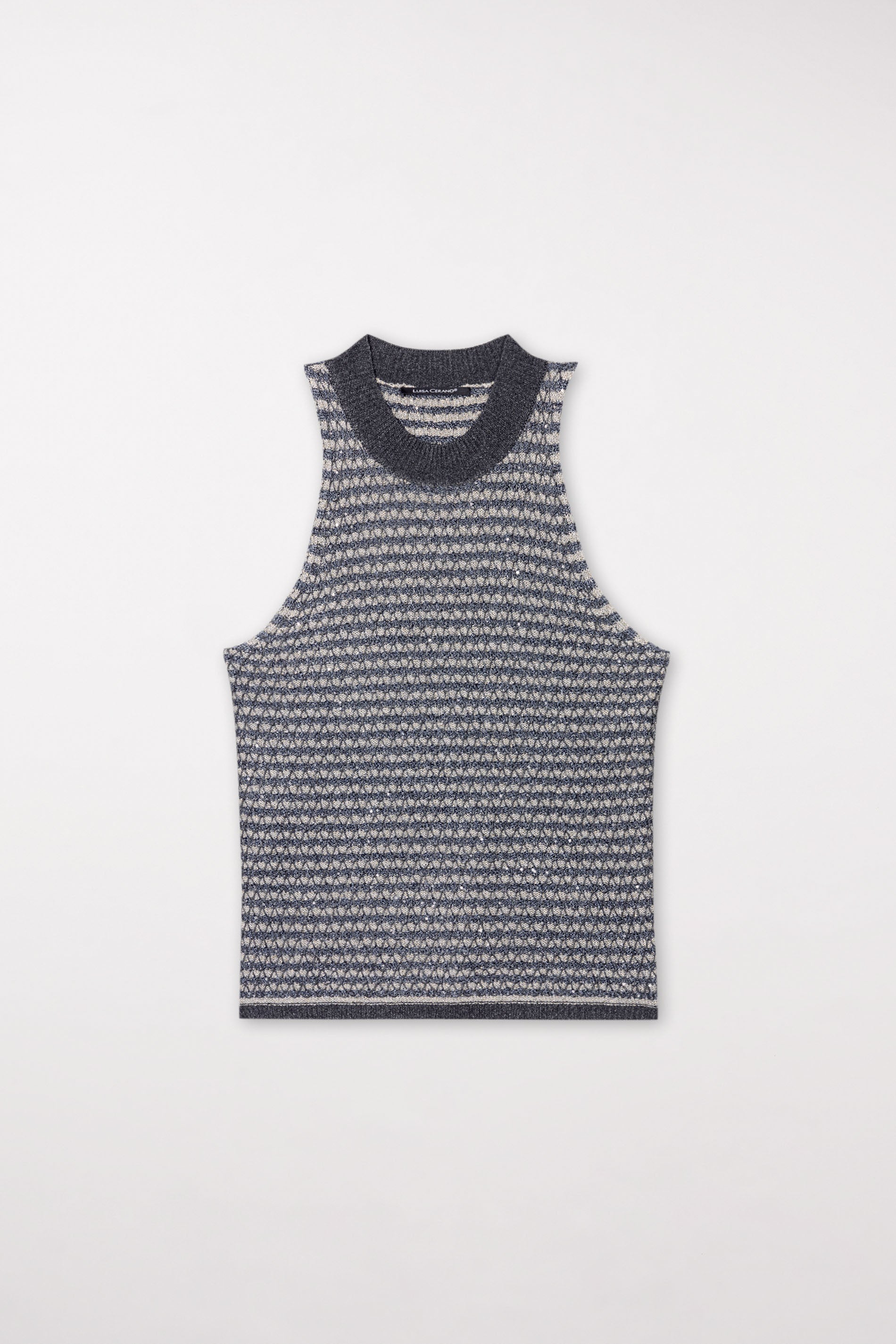 Stricktop mit Pailletten - dark grey melange - Standard | Artikel Front