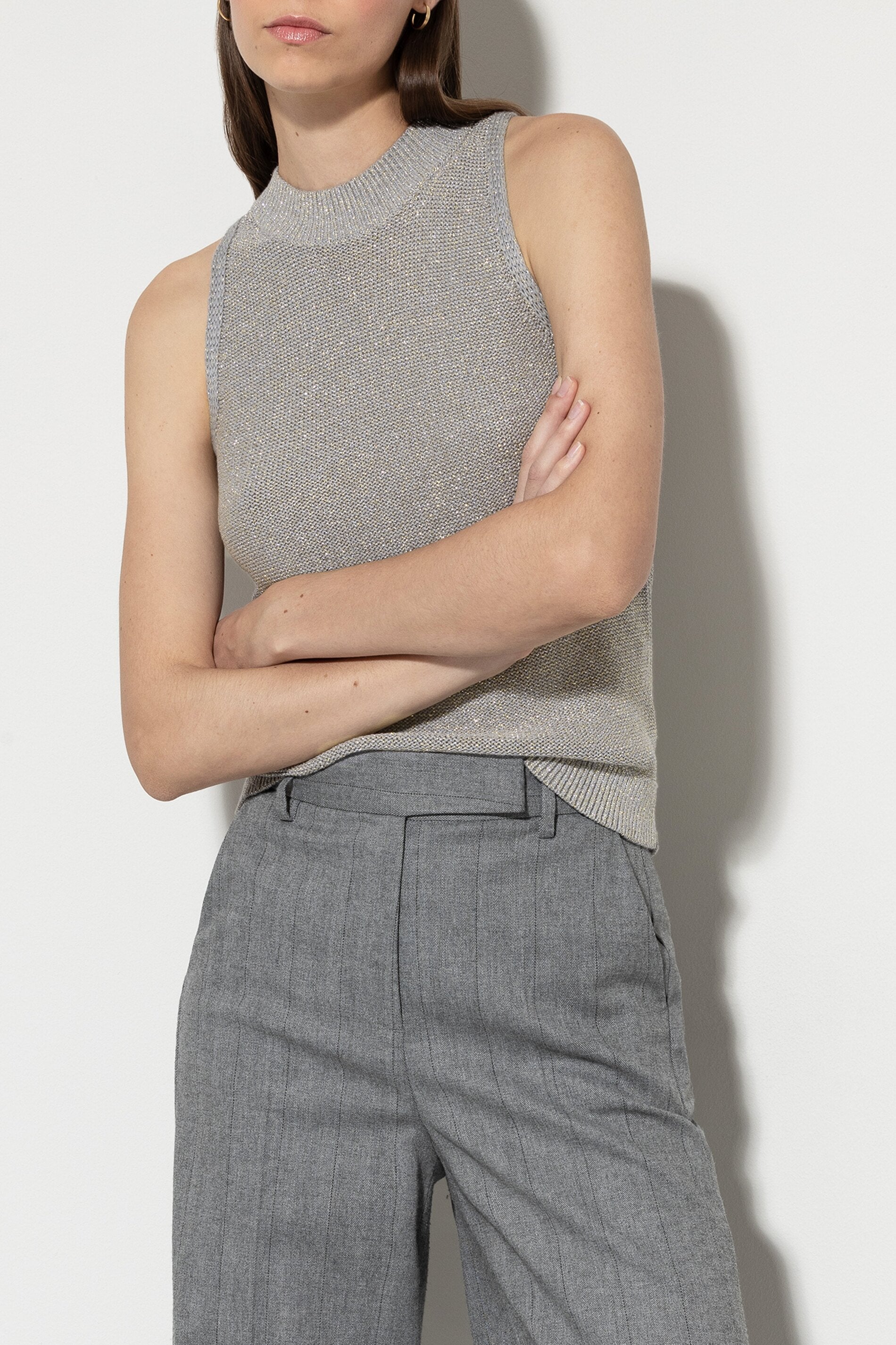 Stricktop mit Turtleneck - heather grey - Standard | Model Front