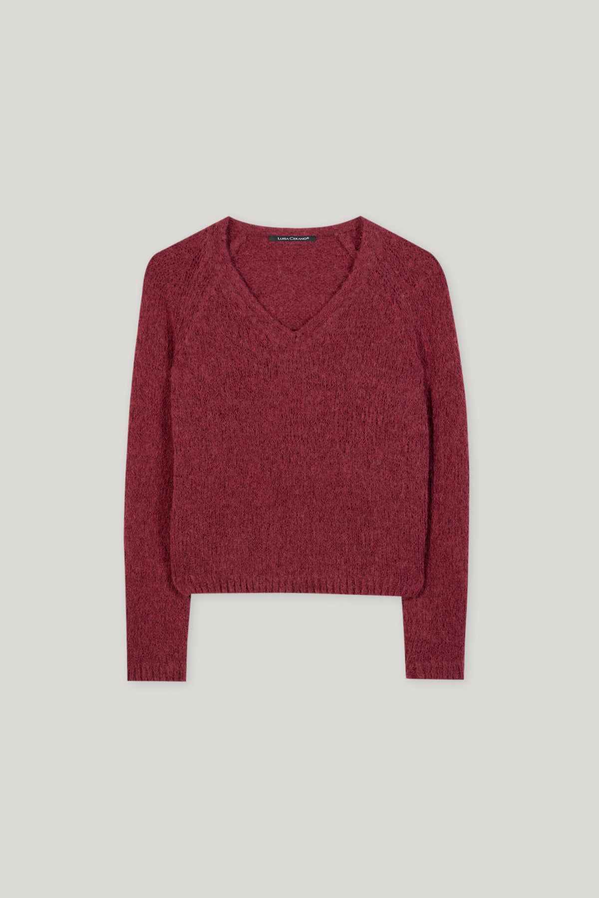V-Pullover aus Alpaka-Mix - berry red - Standard | Artikel Front