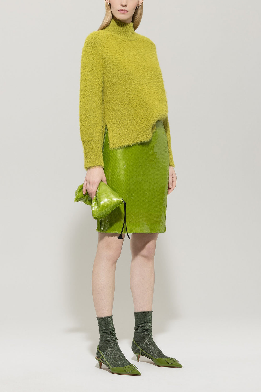 Pull à l'aspect fourrure - vert acide - Standard