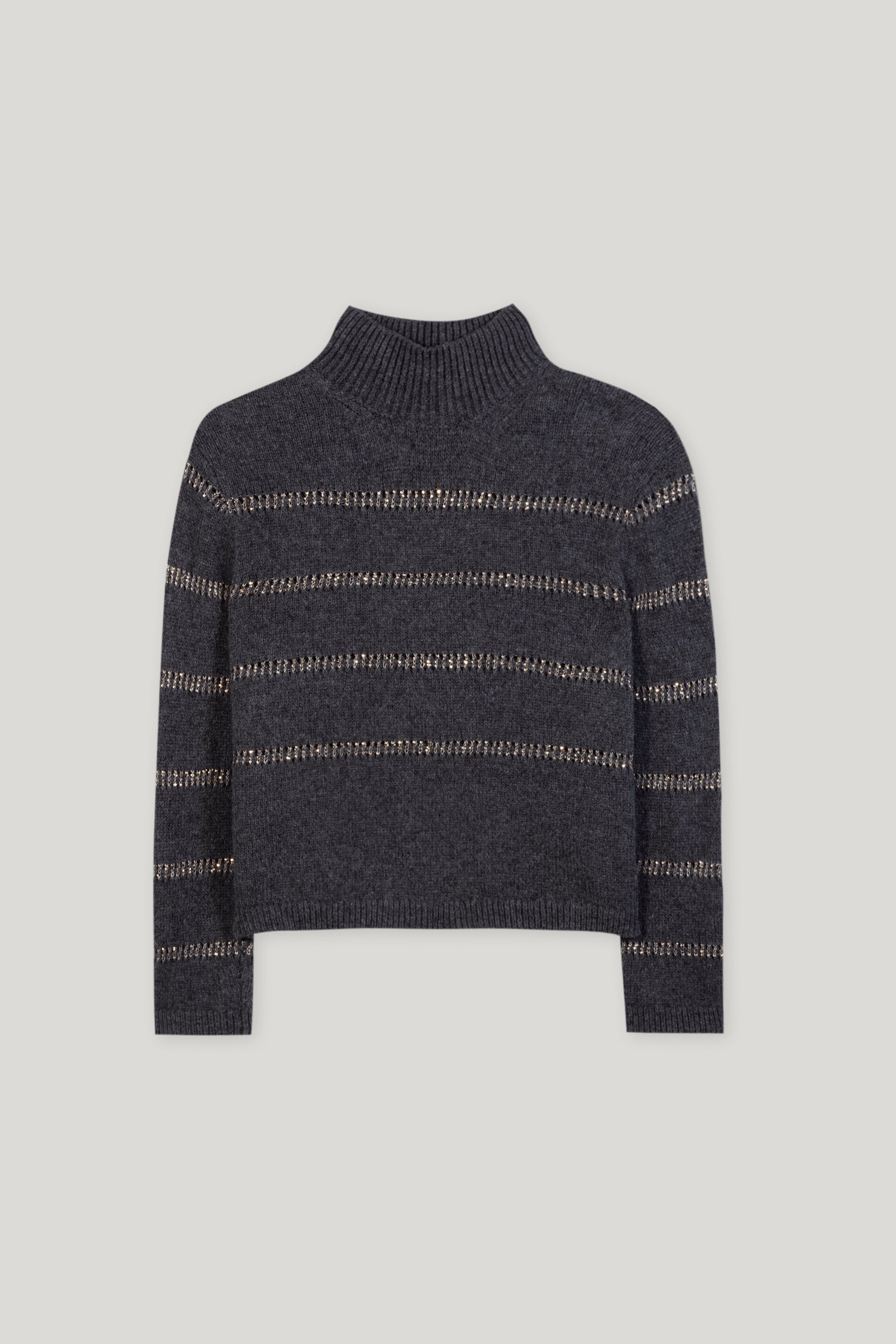 Streifen-Pulli aus Alpaka-Mix - urban grey - Standard | Artikel Front