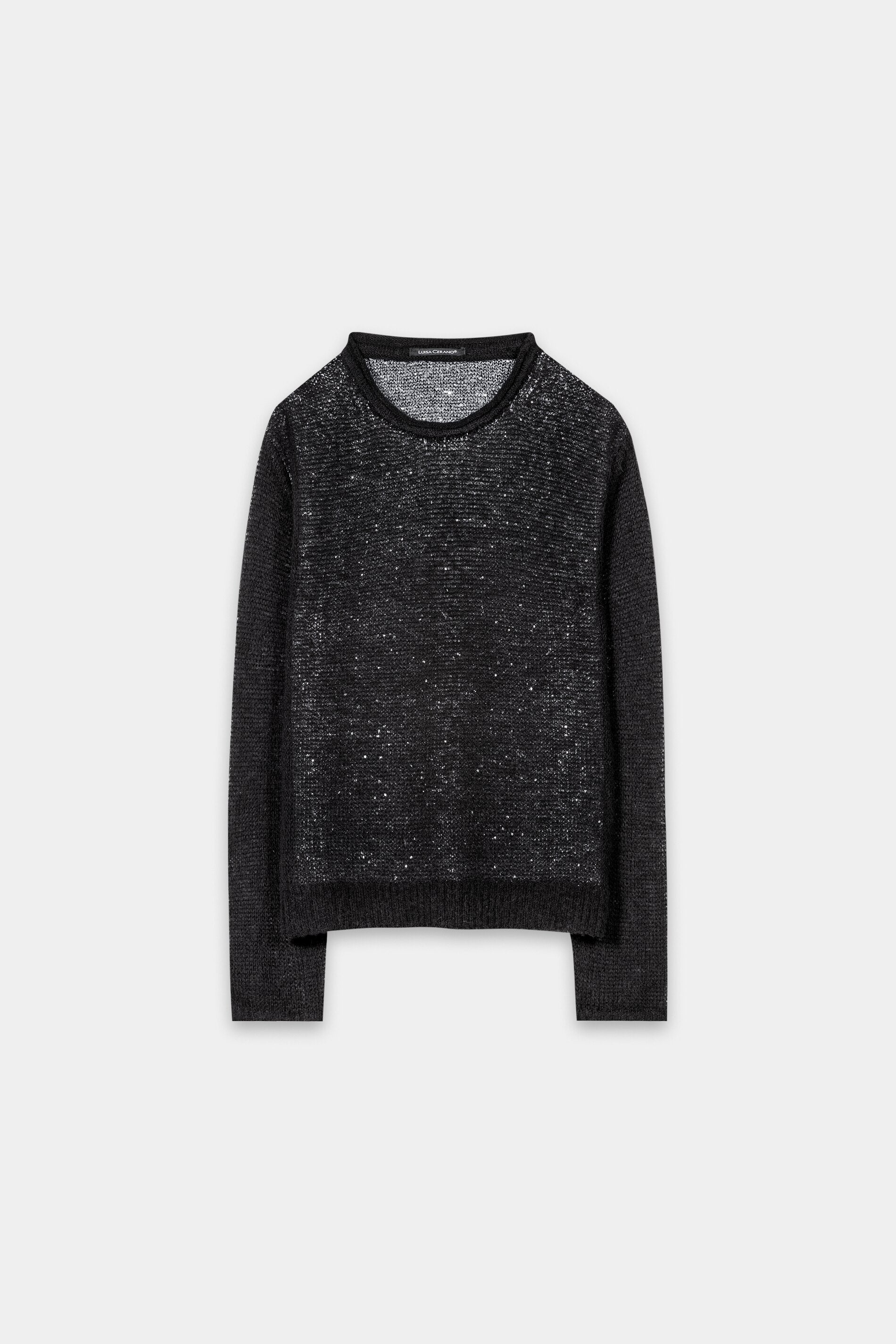 Pailletten-Langarm-Pullover - black - Standard | Artikel Front