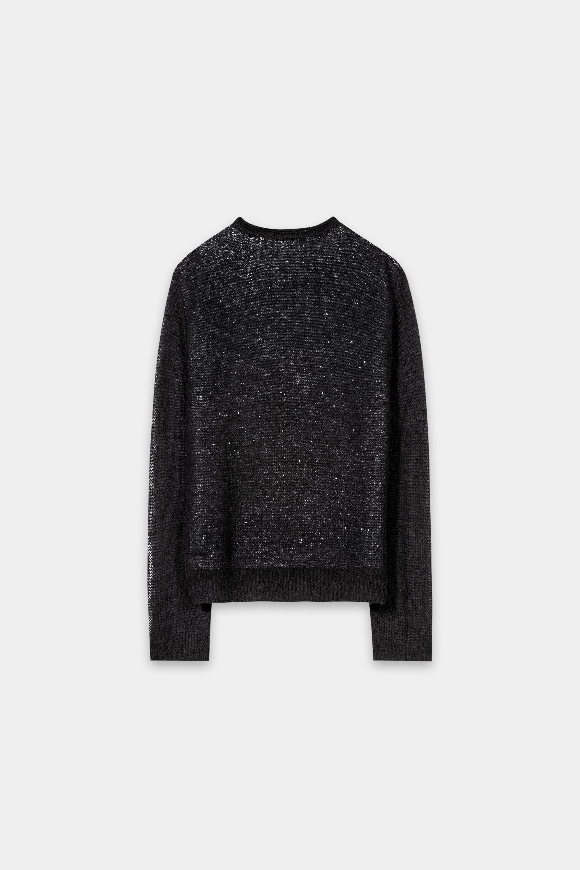 Pailletten-Langarm-Pullover - black - Standard | Artikel Rück