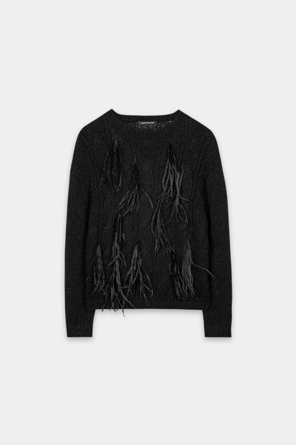 Cable-knit sweater - pure black - Standard