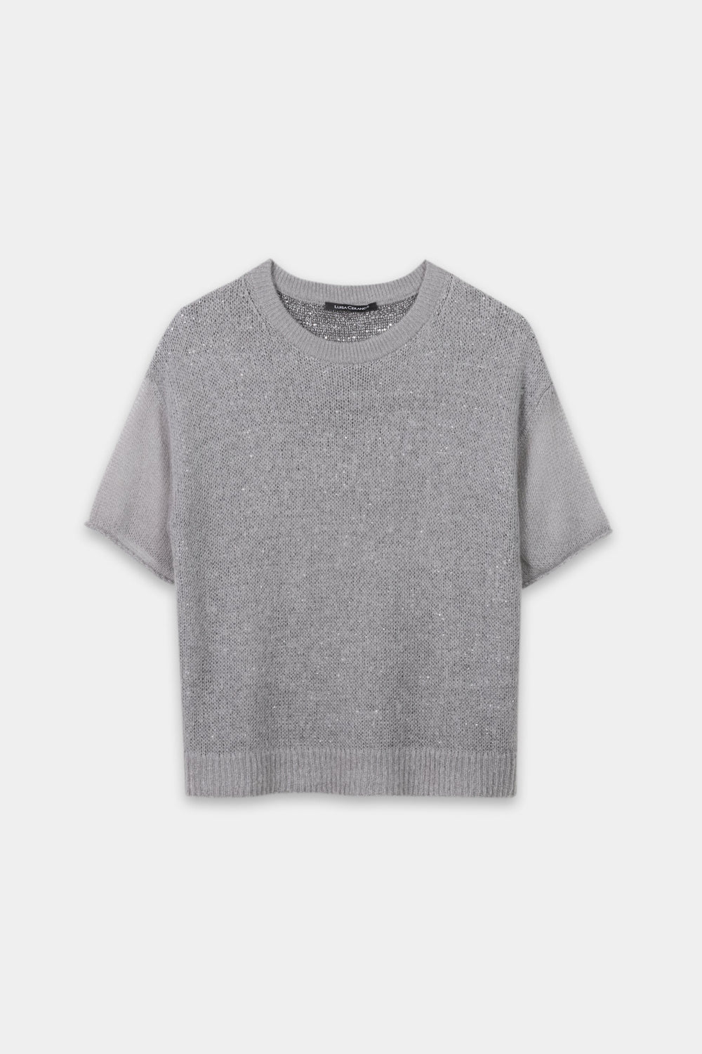 Sequin half-sleeved sweater - silver - Standard