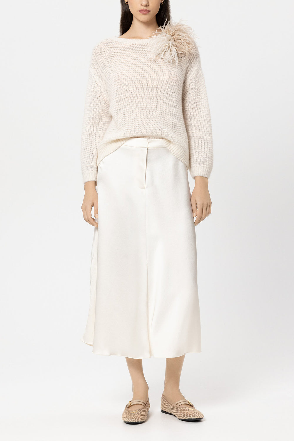 Sweater in left structure - cream - Standard