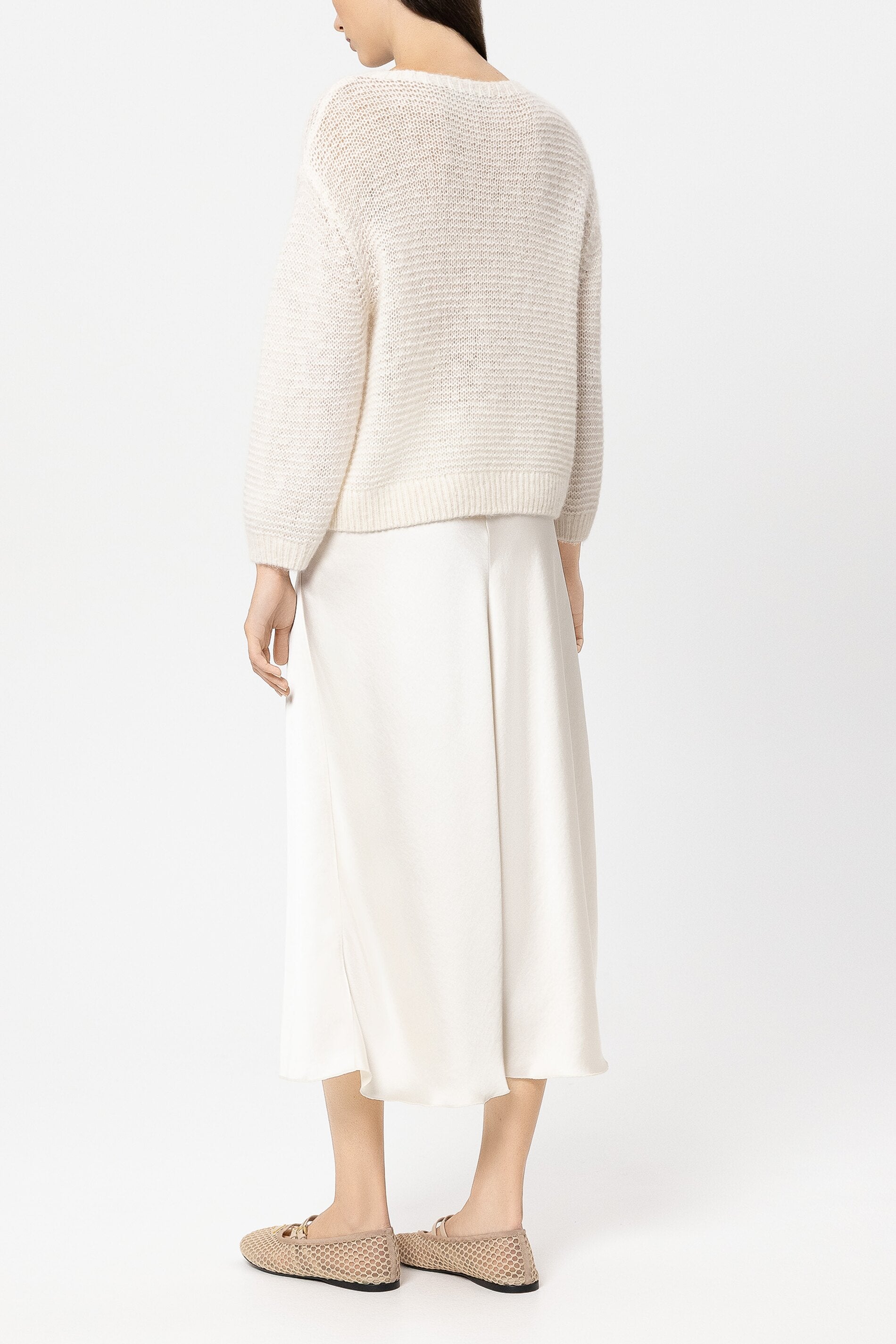 Pullover in Links-Struktur - cream - Standard | Model Rück