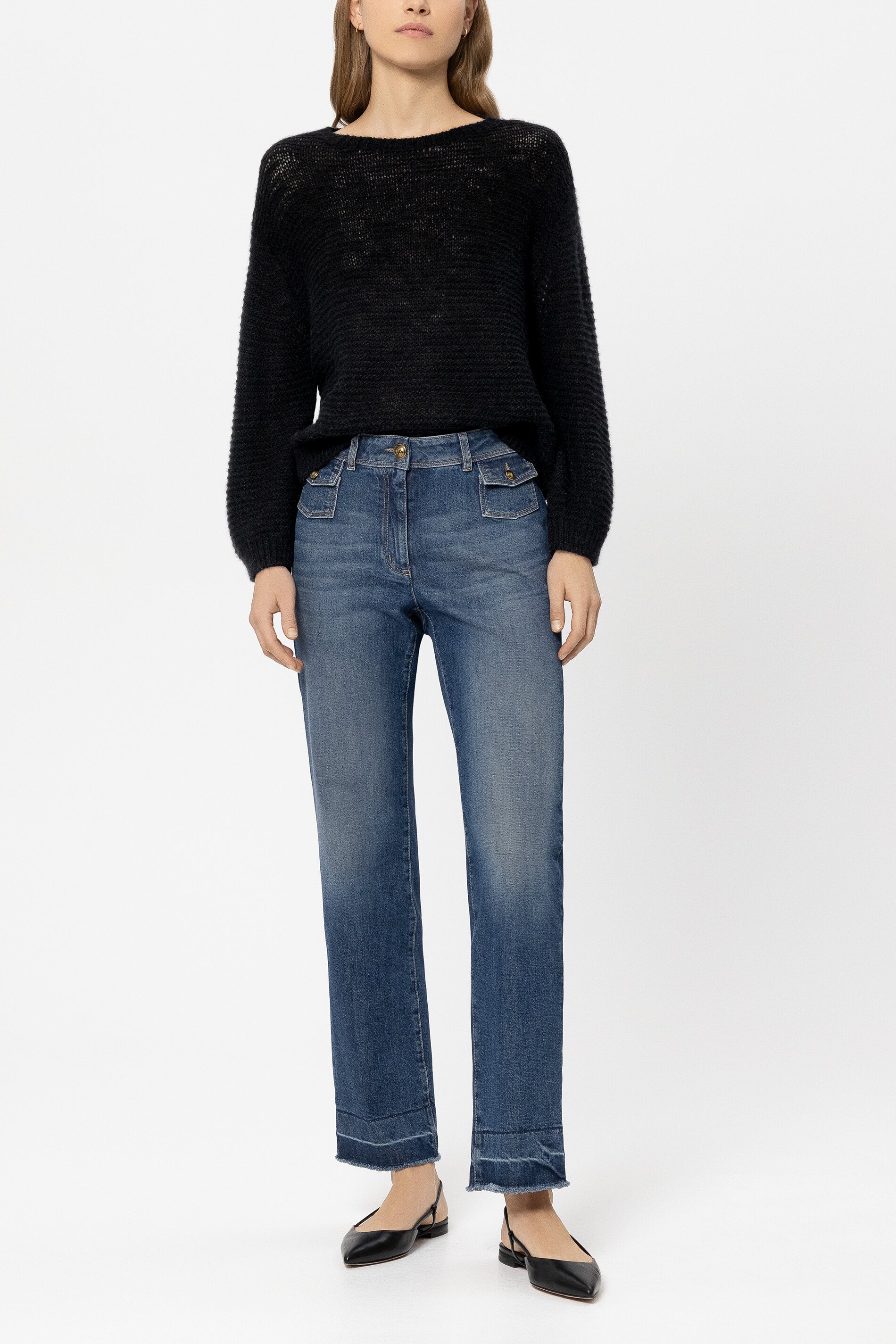 Pullover in Links-Struktur - pure black - Standard | Model Front