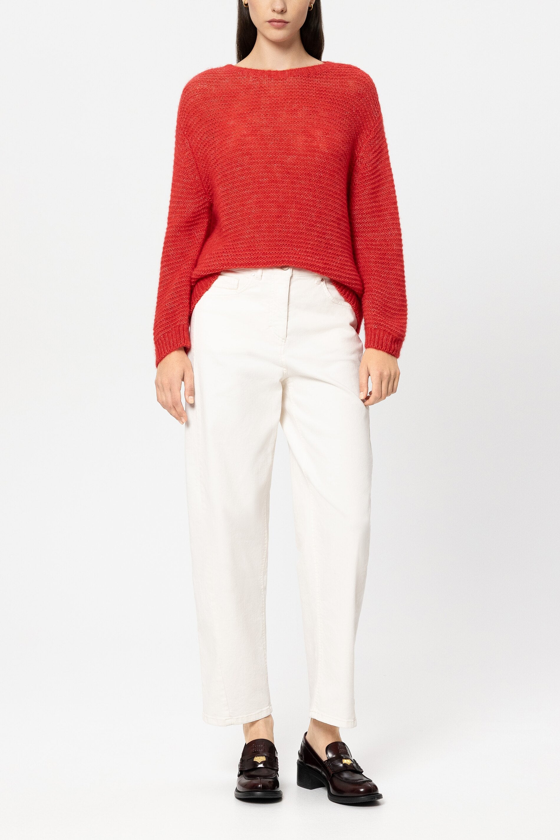 Sweater in left structure - cherry red - Standard