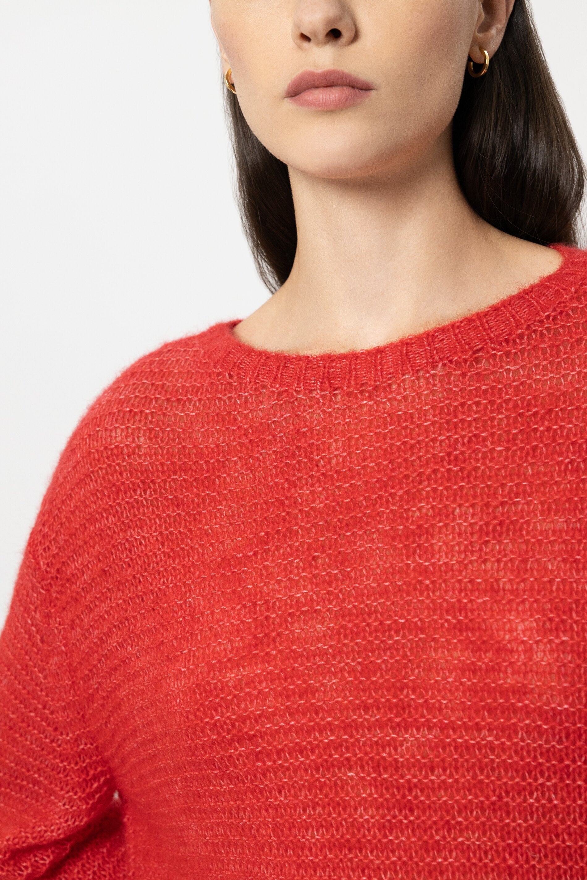 Sweater in left structure - cherry red - Standard