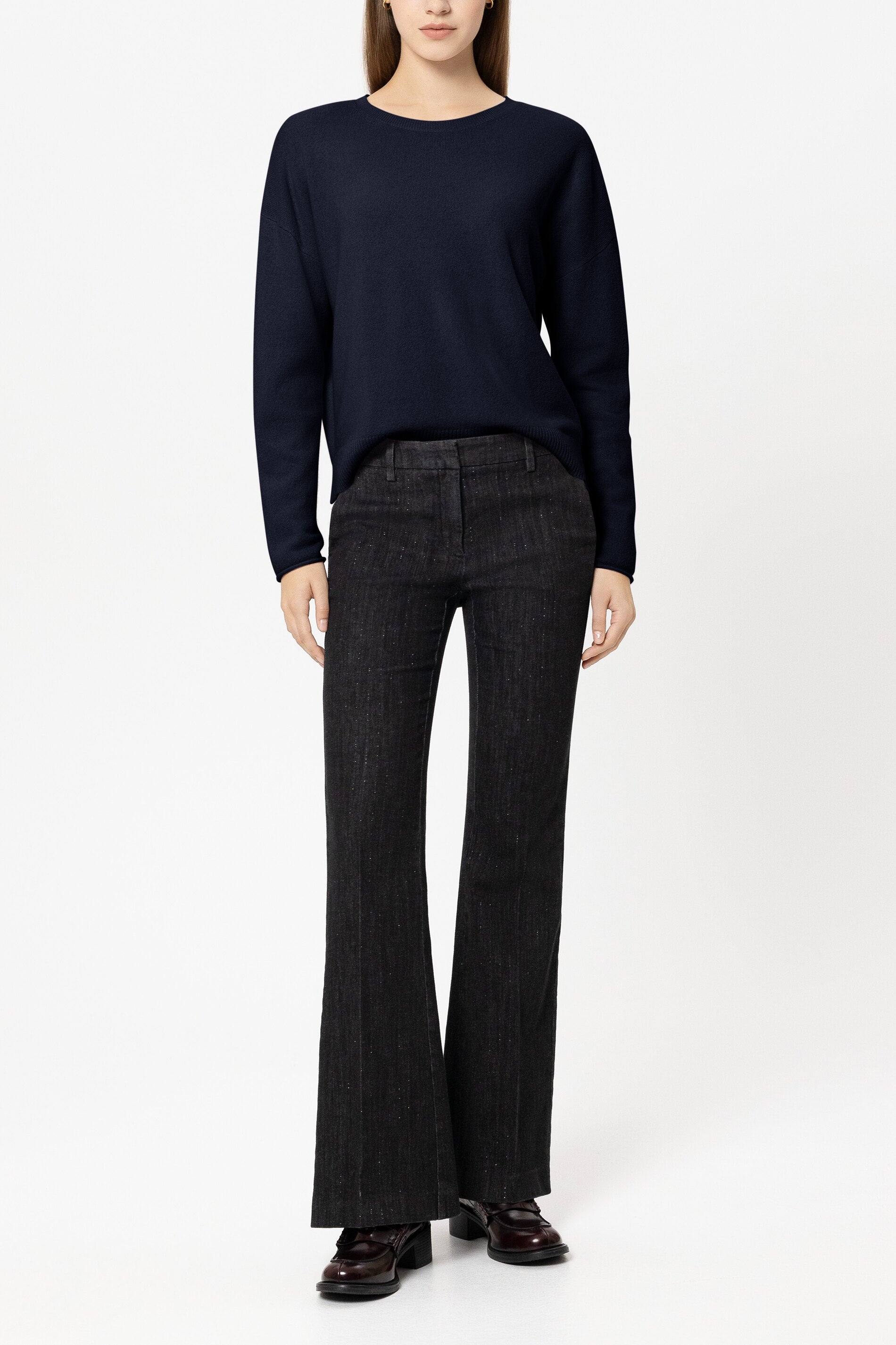 Cashmere-blend sweater - navy blue - Standard