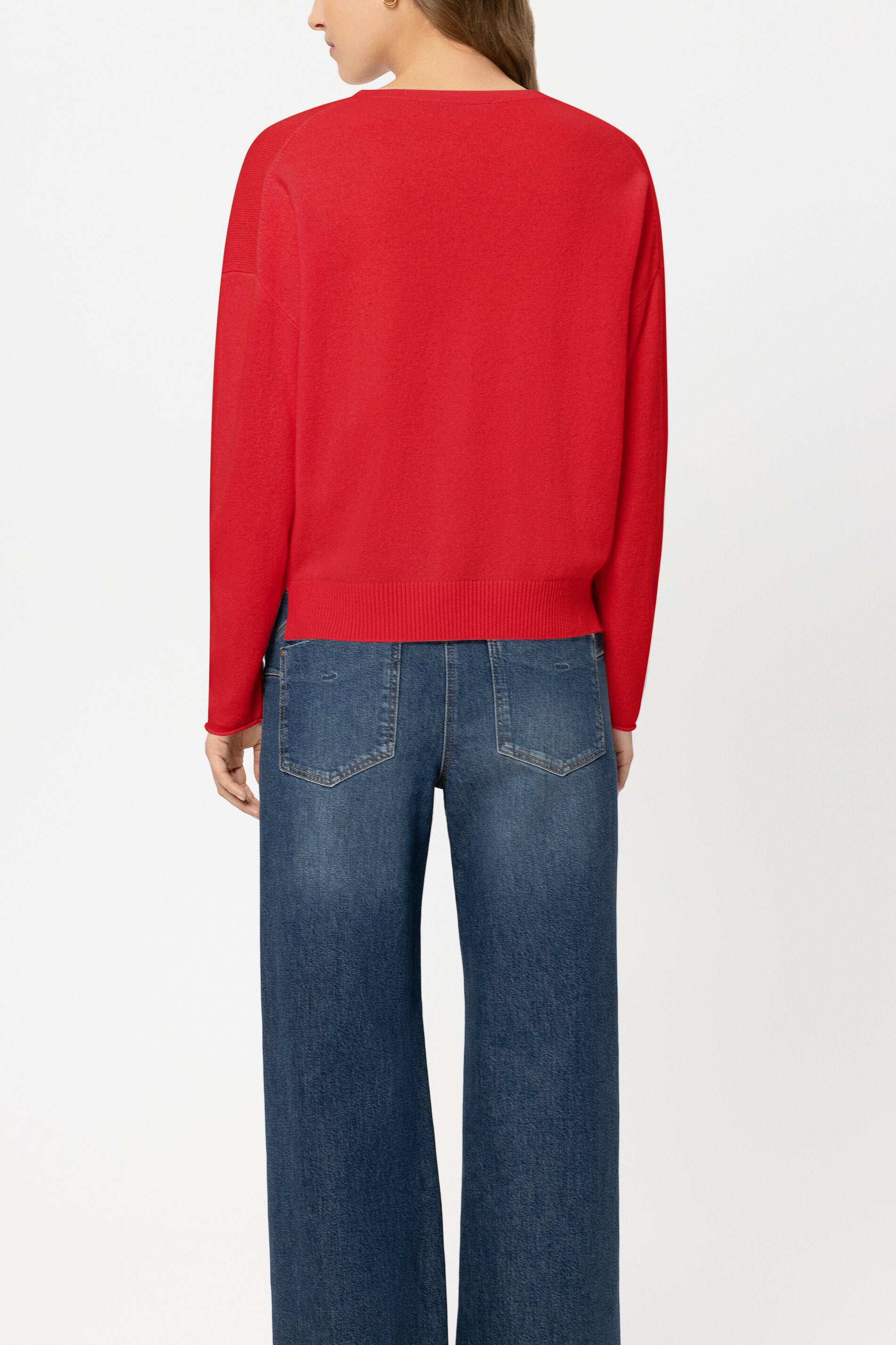 Pullover aus Kaschmir-Mix - cherry red - Standard | Model Rück