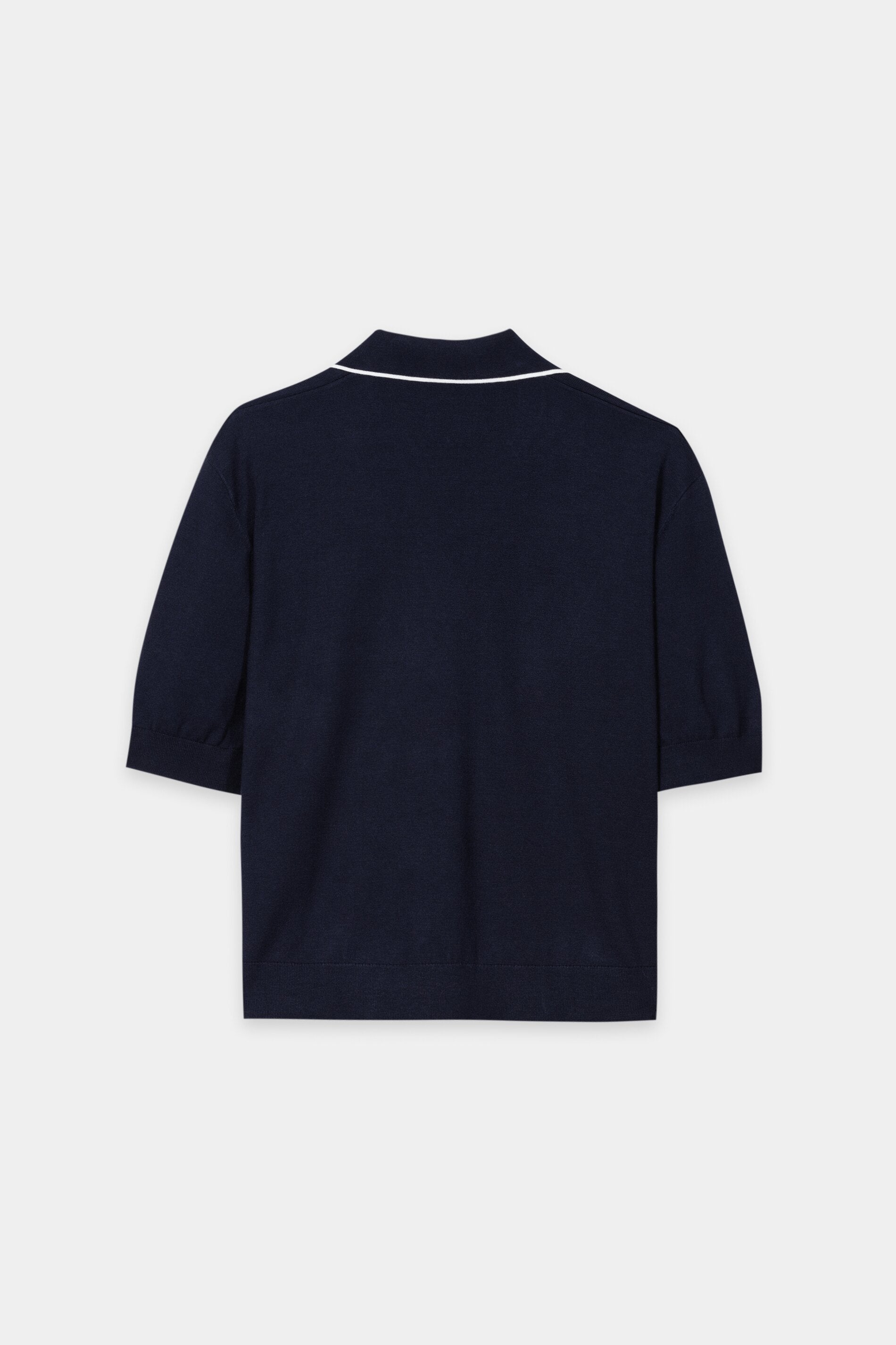 Polo-Feinstrick-Pullover - navy blue - Standard | Artikel Rück
