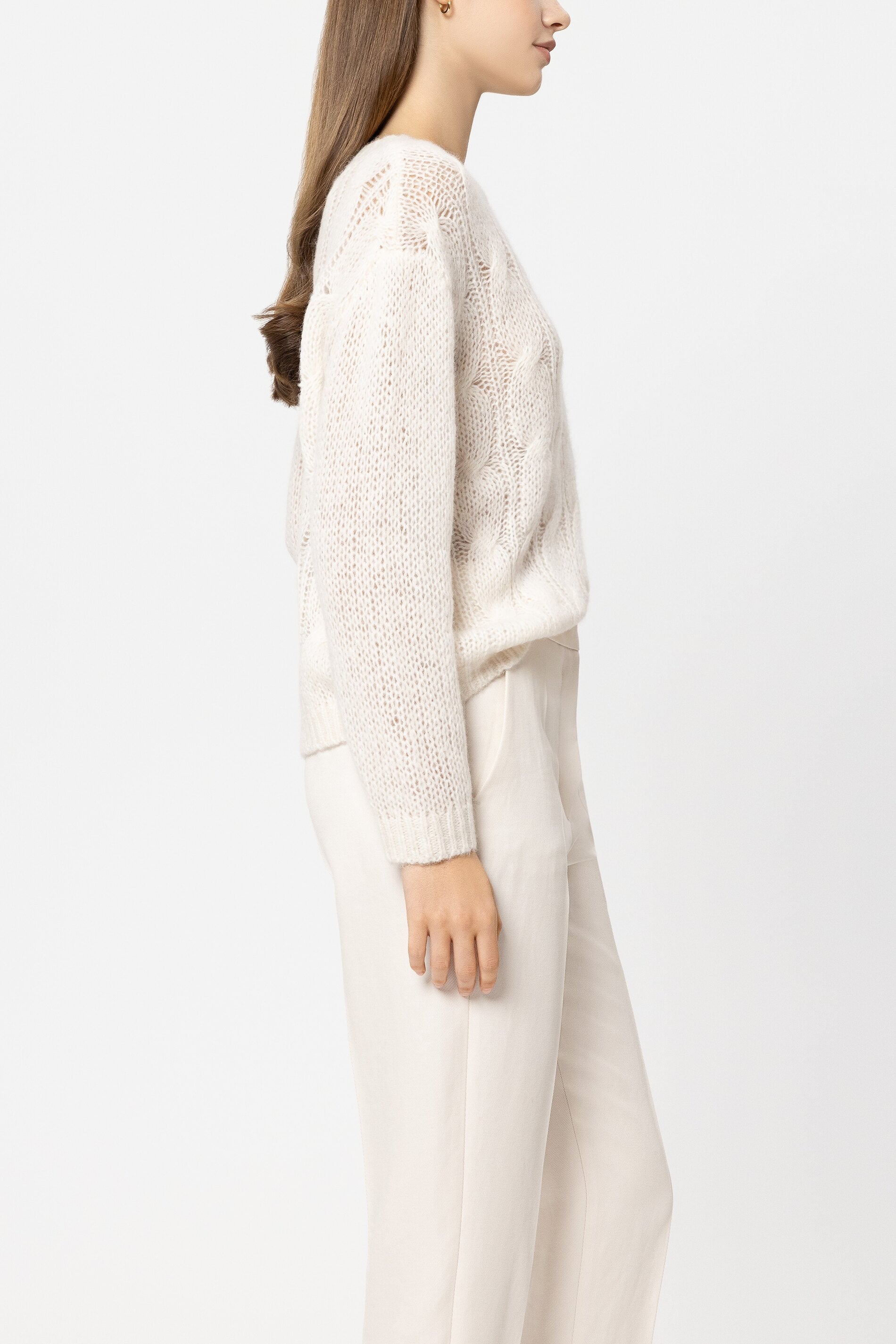 Cable-Knit-Pullover - cream - Standard | Model Seite