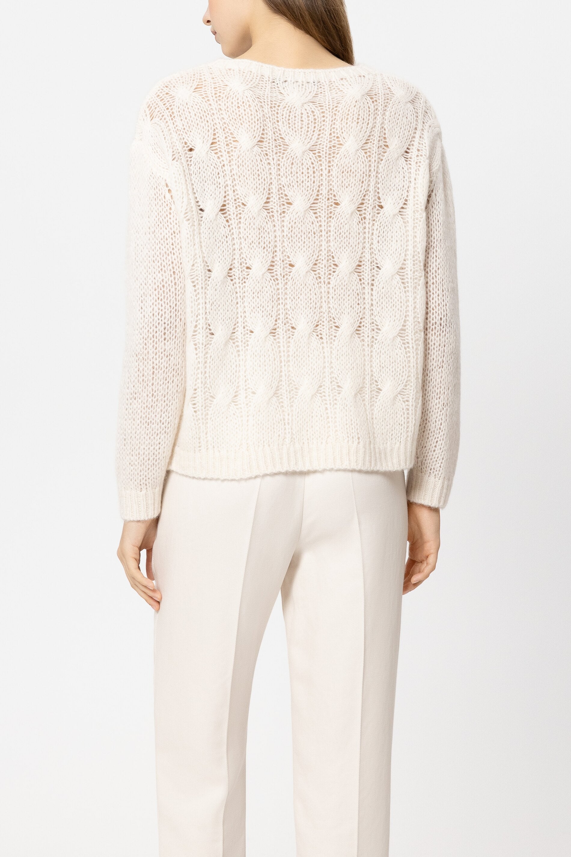 Cable-Knit-Pullover - cream - Standard | Model Rück
