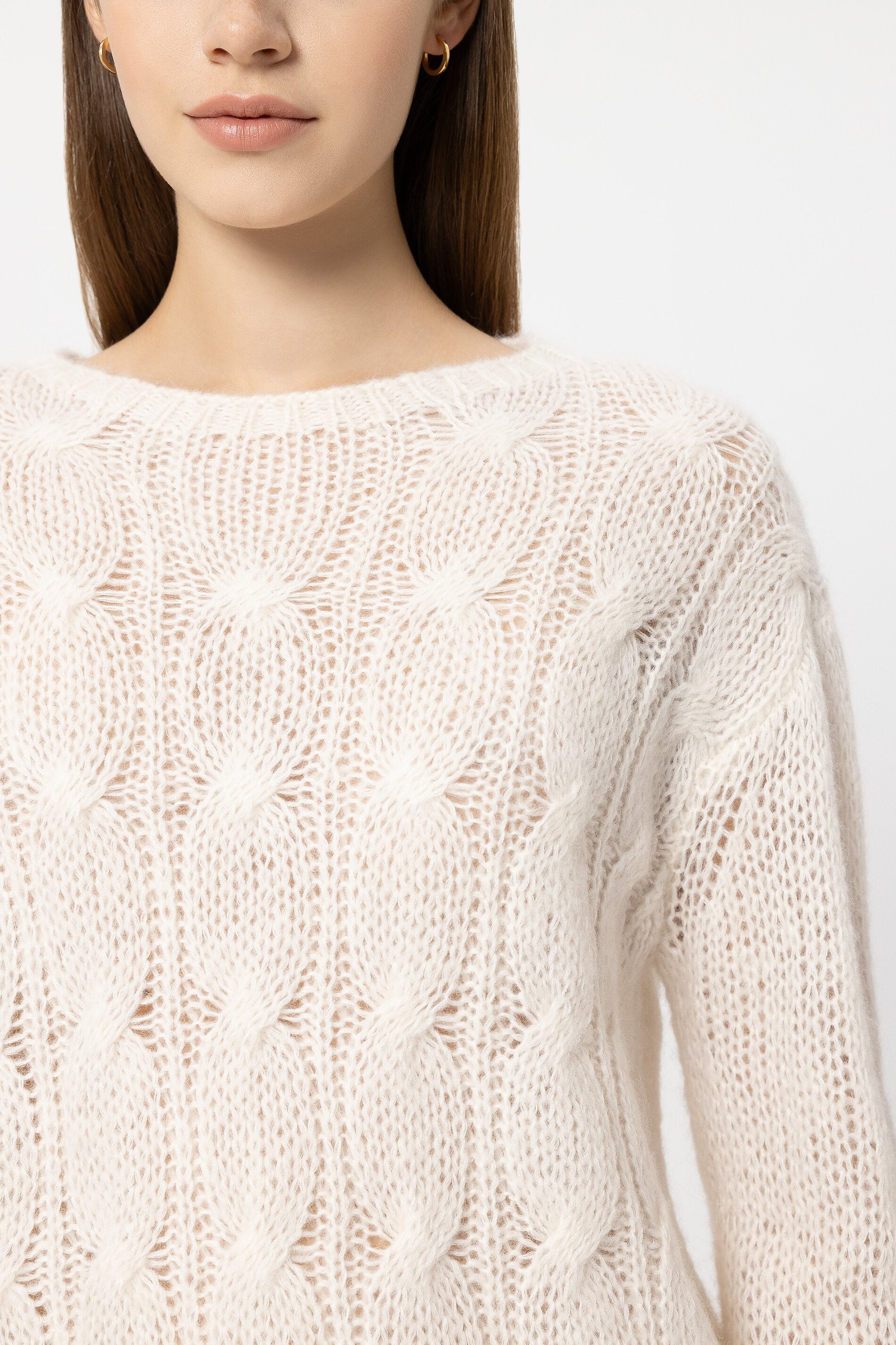 Cable-Knit-Pullover - cream - Standard | Model Detail