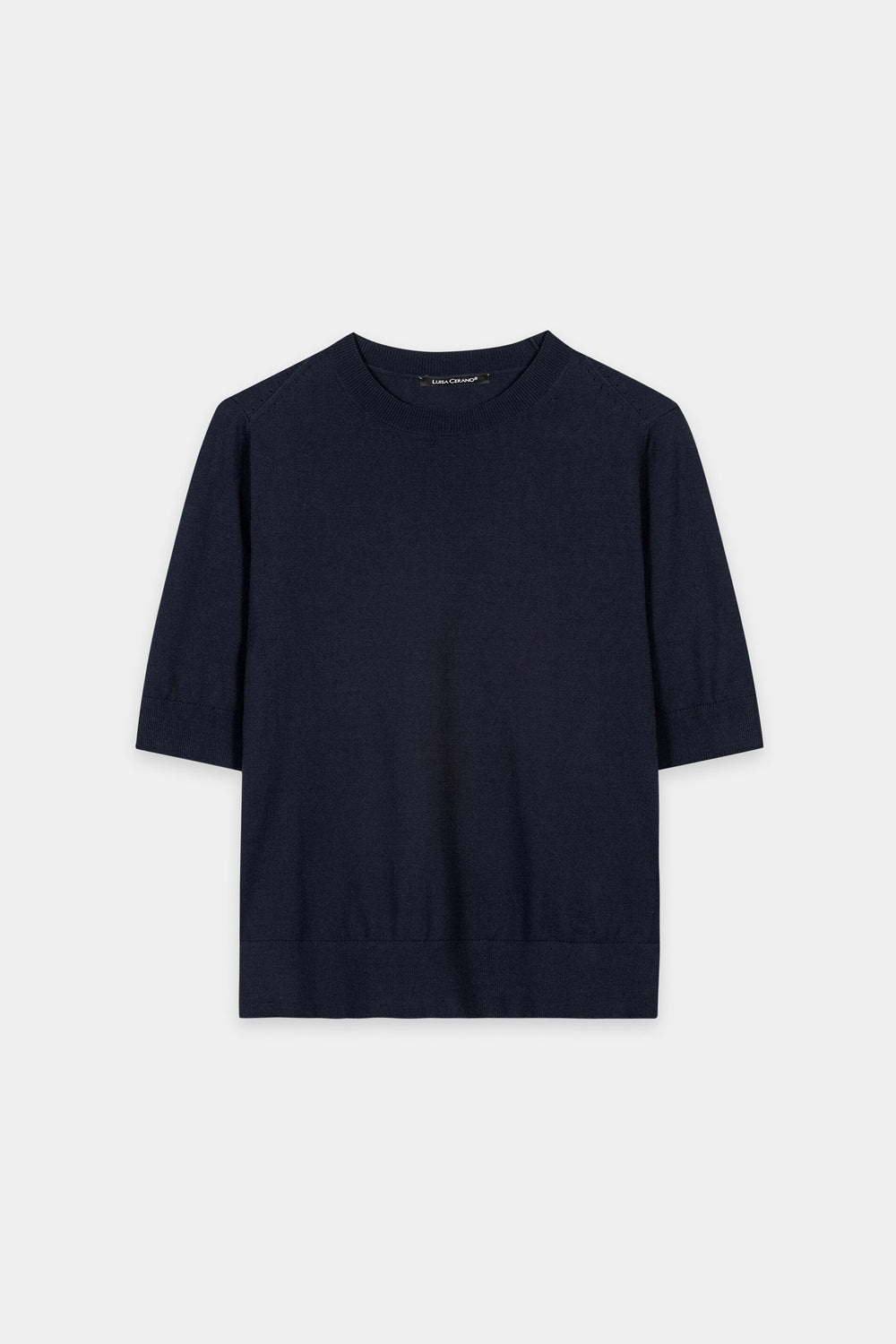 Halbarm-Feinstrick-Pullover - navy blue - Standard