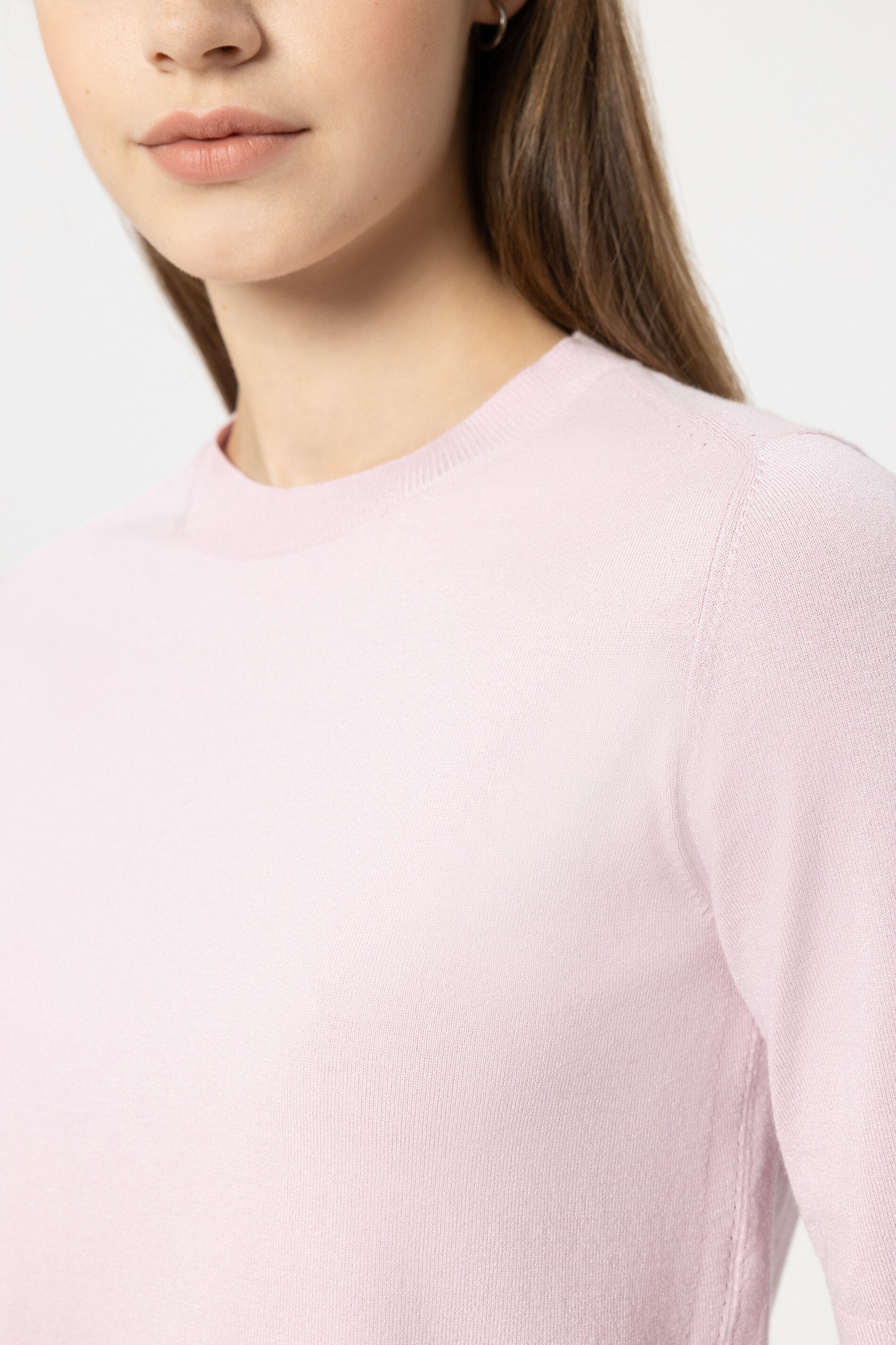 Halbarm-Feinstrick-Pullover - creamy blush - Standard | Model Detail