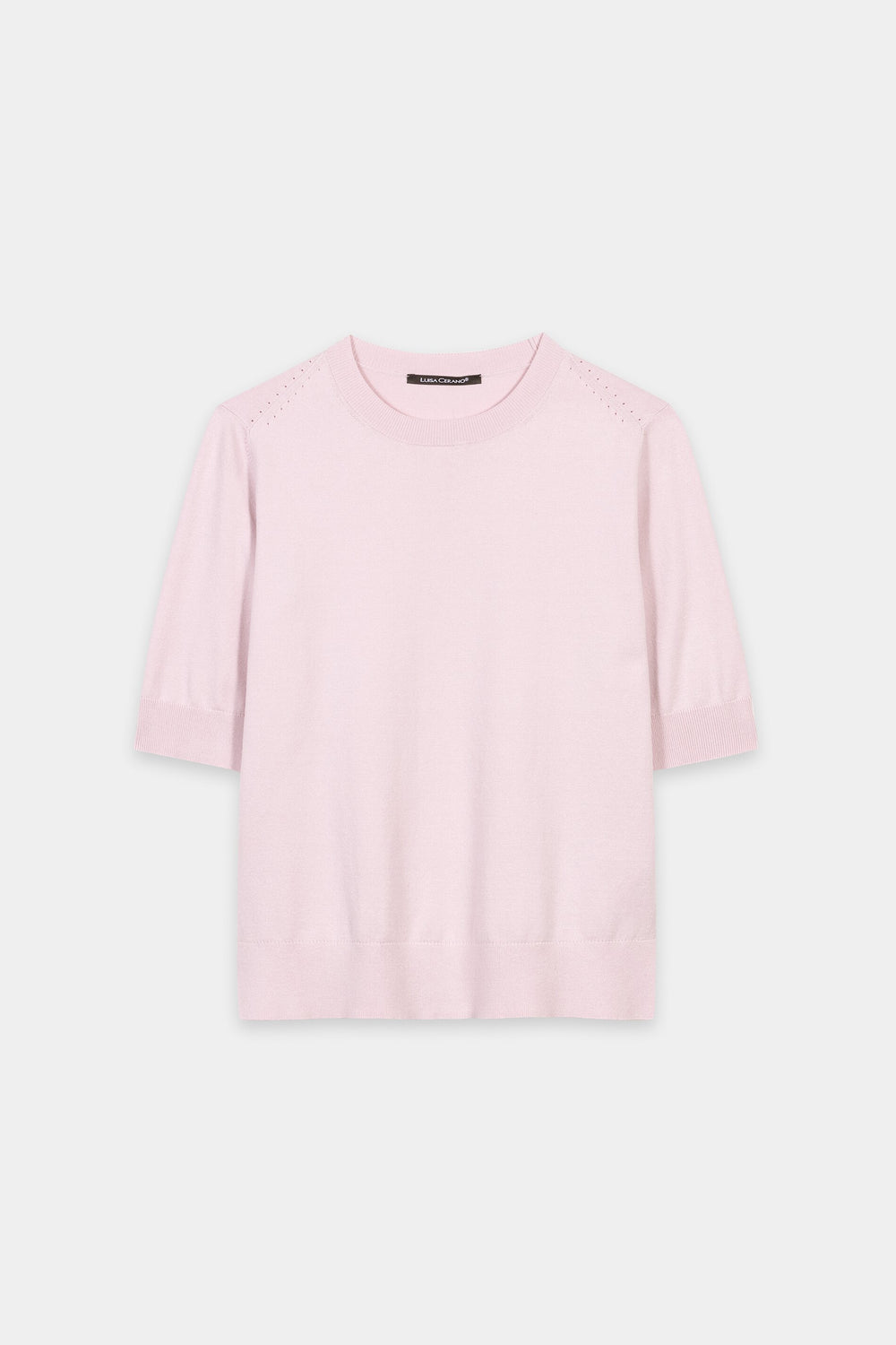 Half-sleeve fine knit sweater - creamy blush - Standard