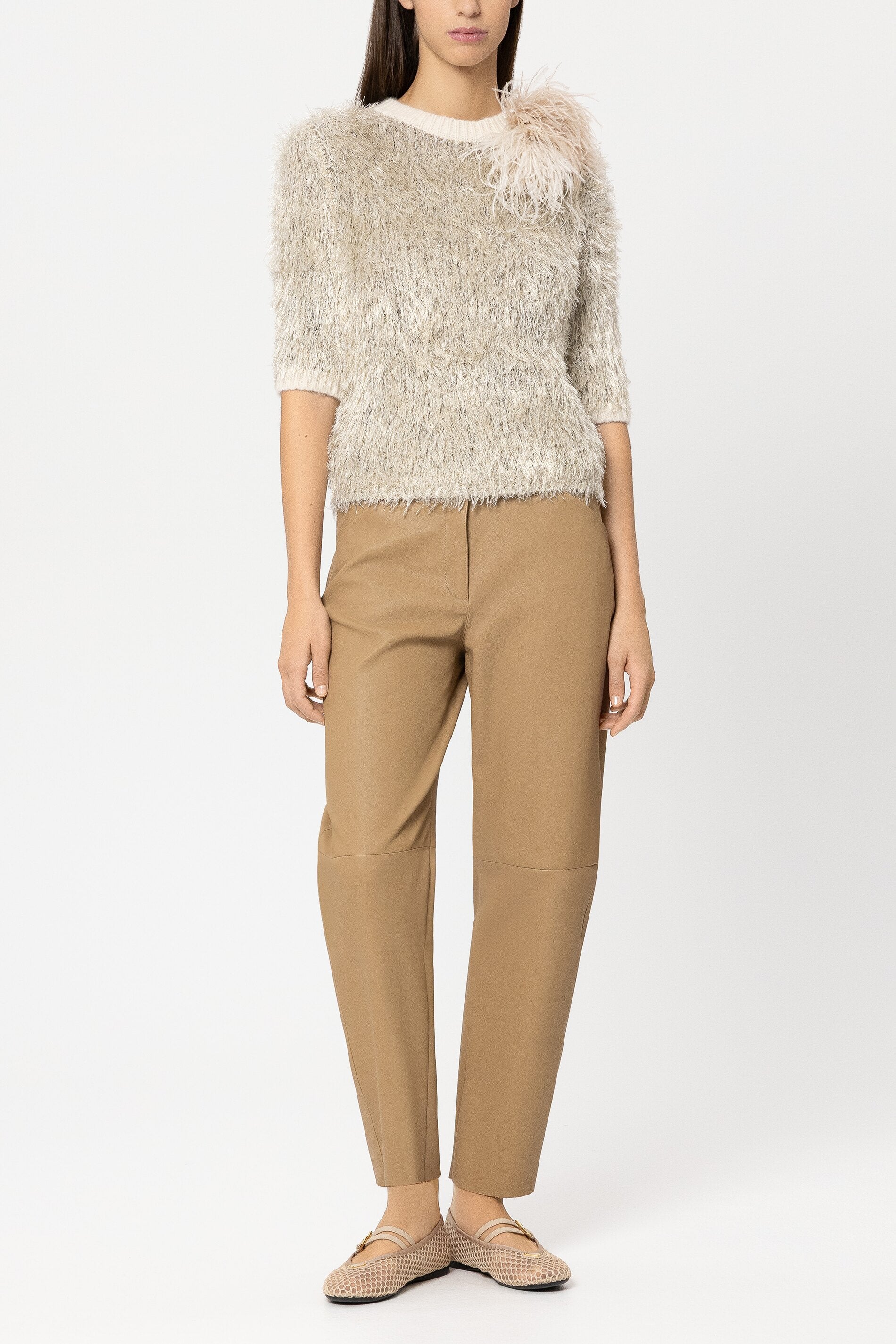 Pullover in Fell-Optik - cream - Standard | Model Front