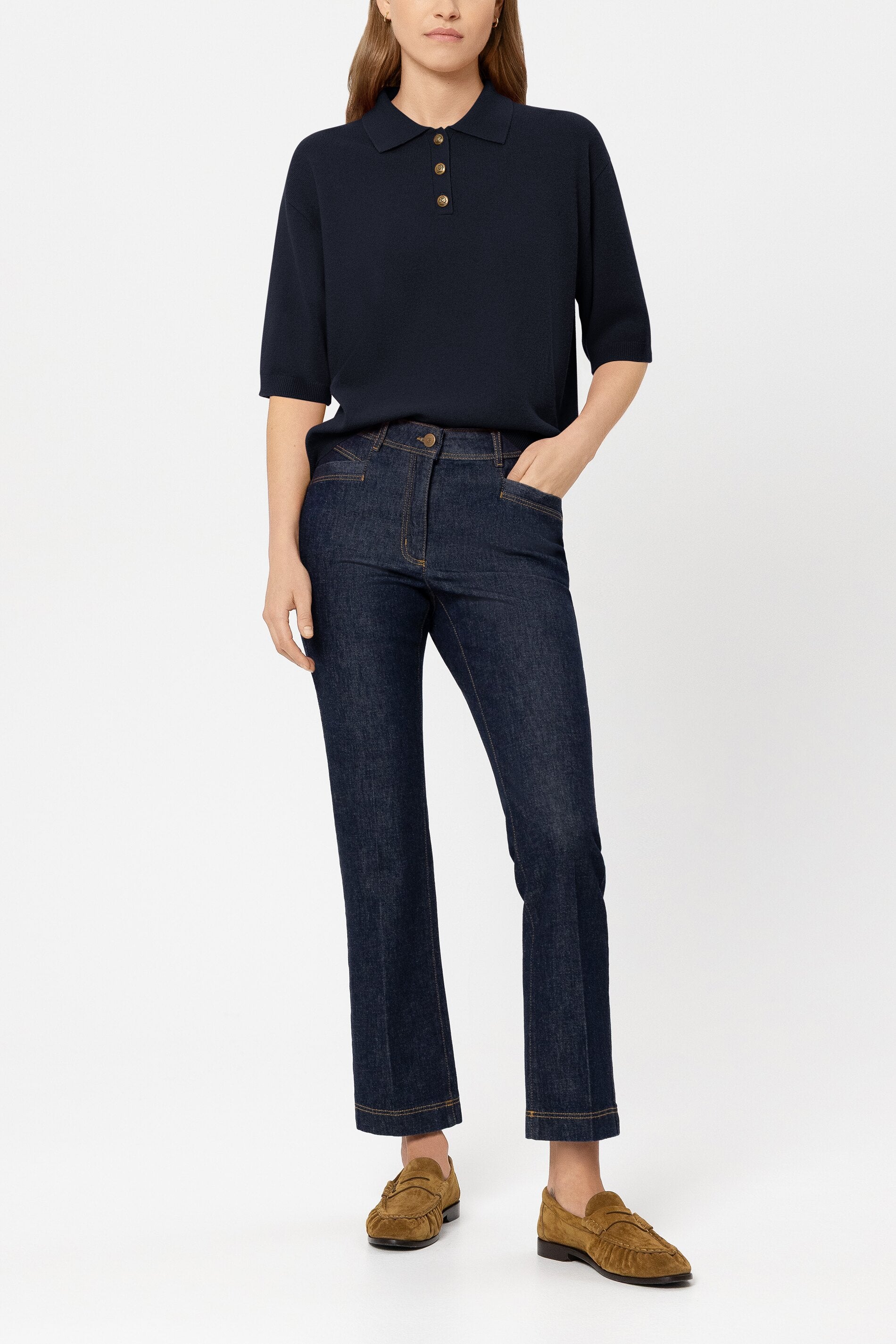 Pullover aus Kaschmir-Mix - navy blue - Standard | Model Front