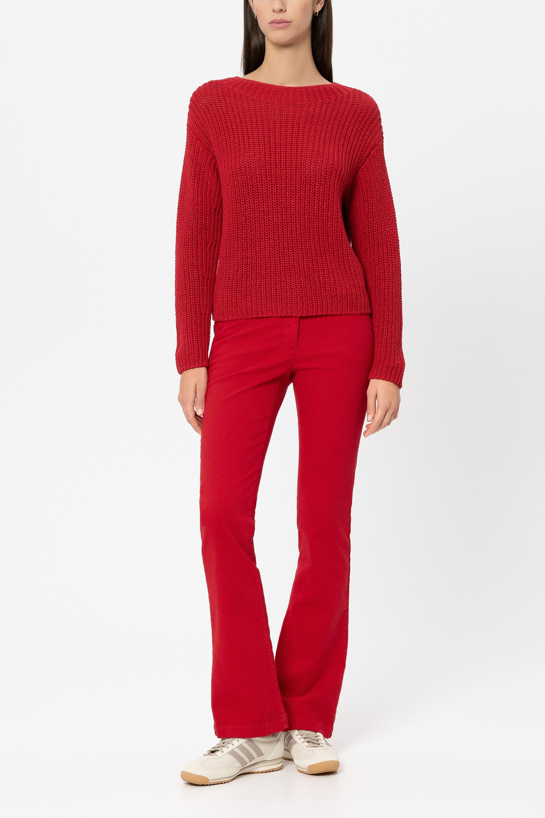 Pullover aus Leinen-Mix - cherry red - Standard | Model Front