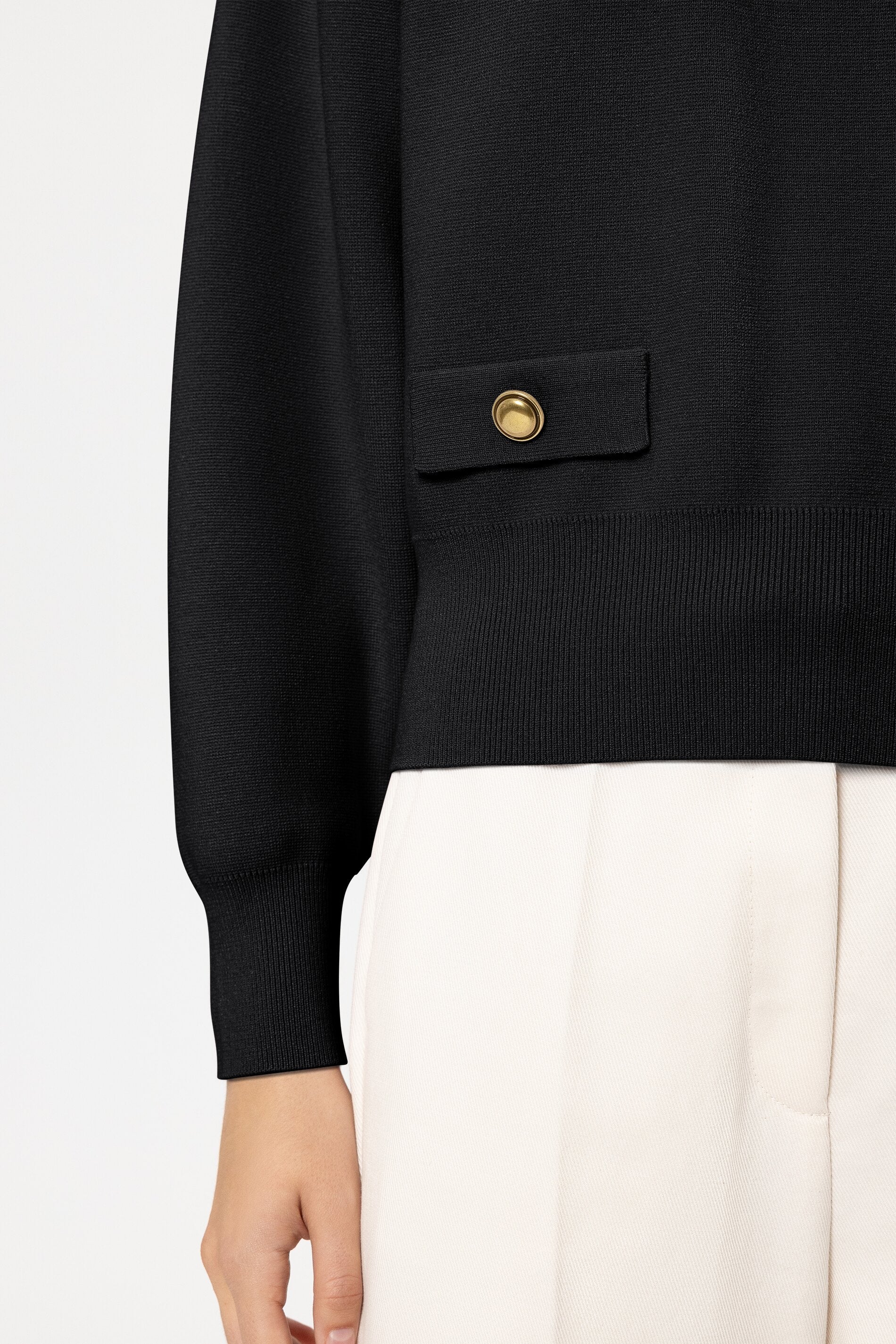 Langarm-Feinstrick-Pullover - pure black - Standard | Model Detail