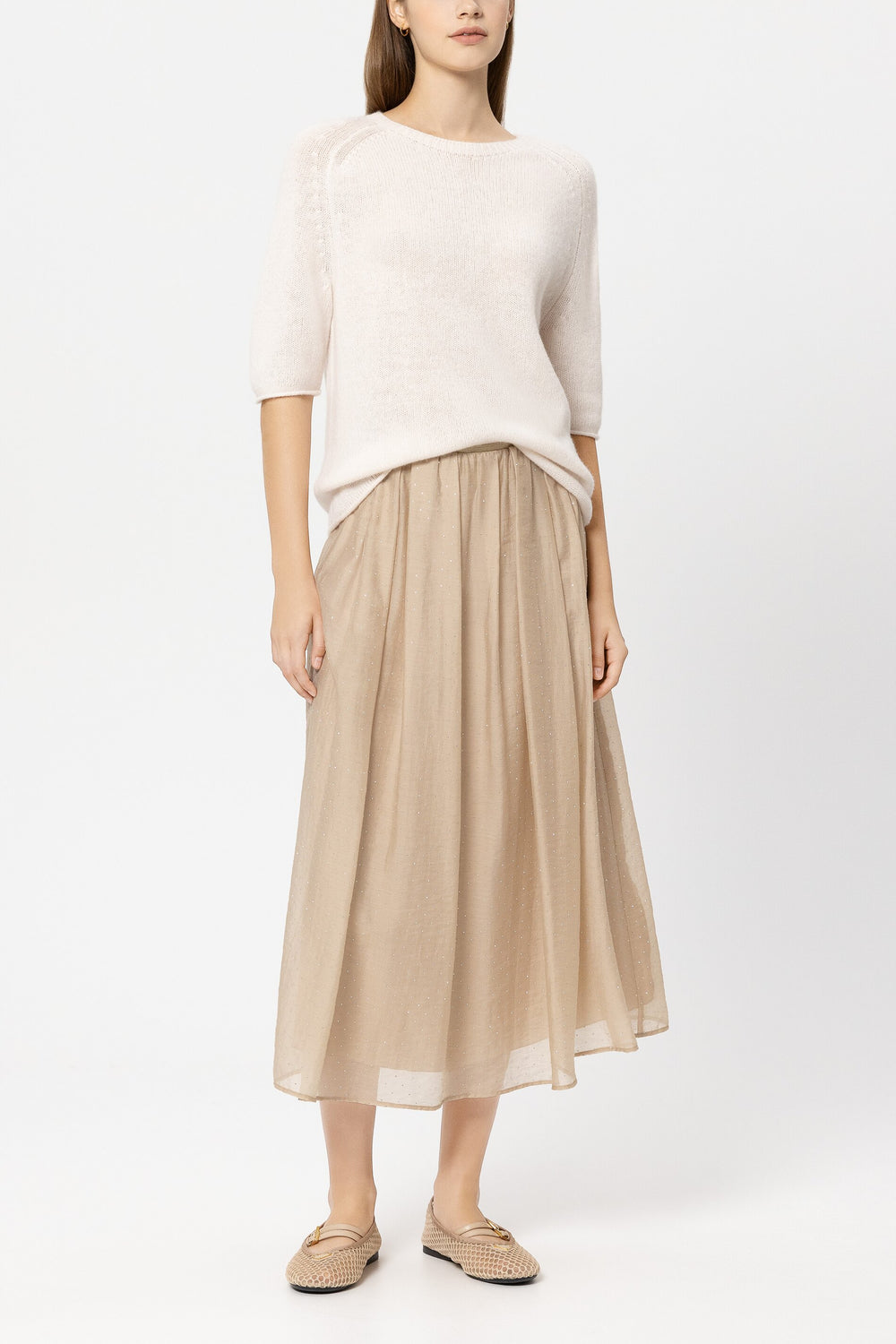 Cashmere-blend sweater - cream - Standard