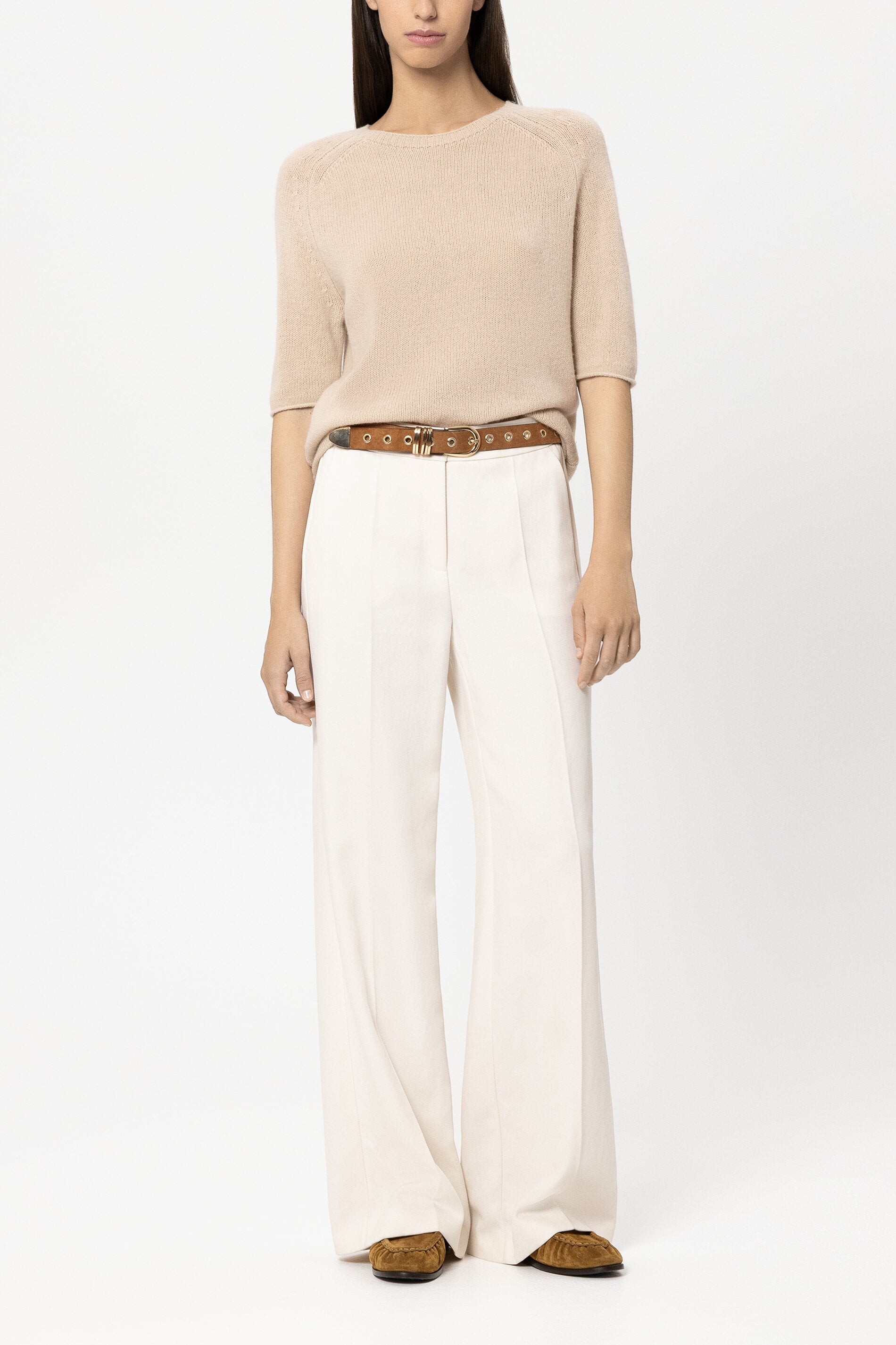 Pullover aus Kaschmir-Mix - soft camel - Standard | Model Front