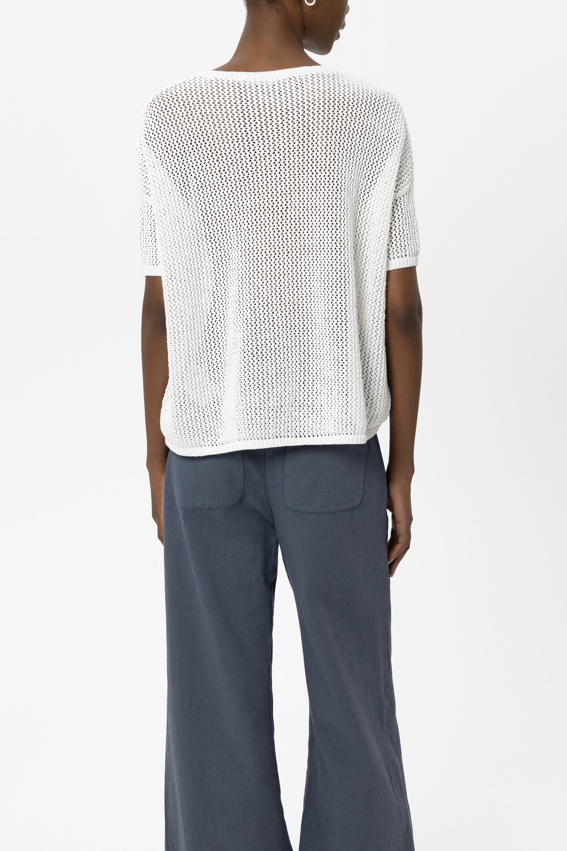 Pullover aus Leinen-Mix - white - Standard | Model Rück