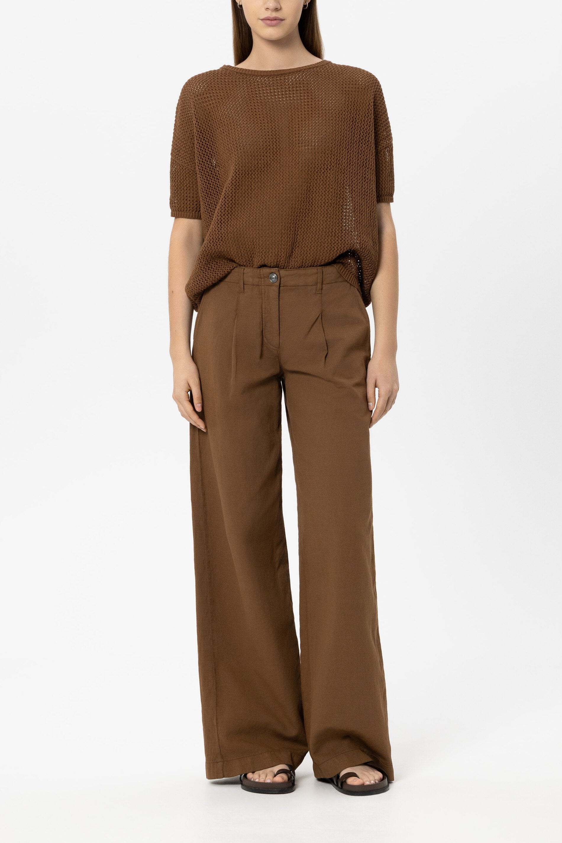 Linen-blend sweater - dark terracotta - Standard