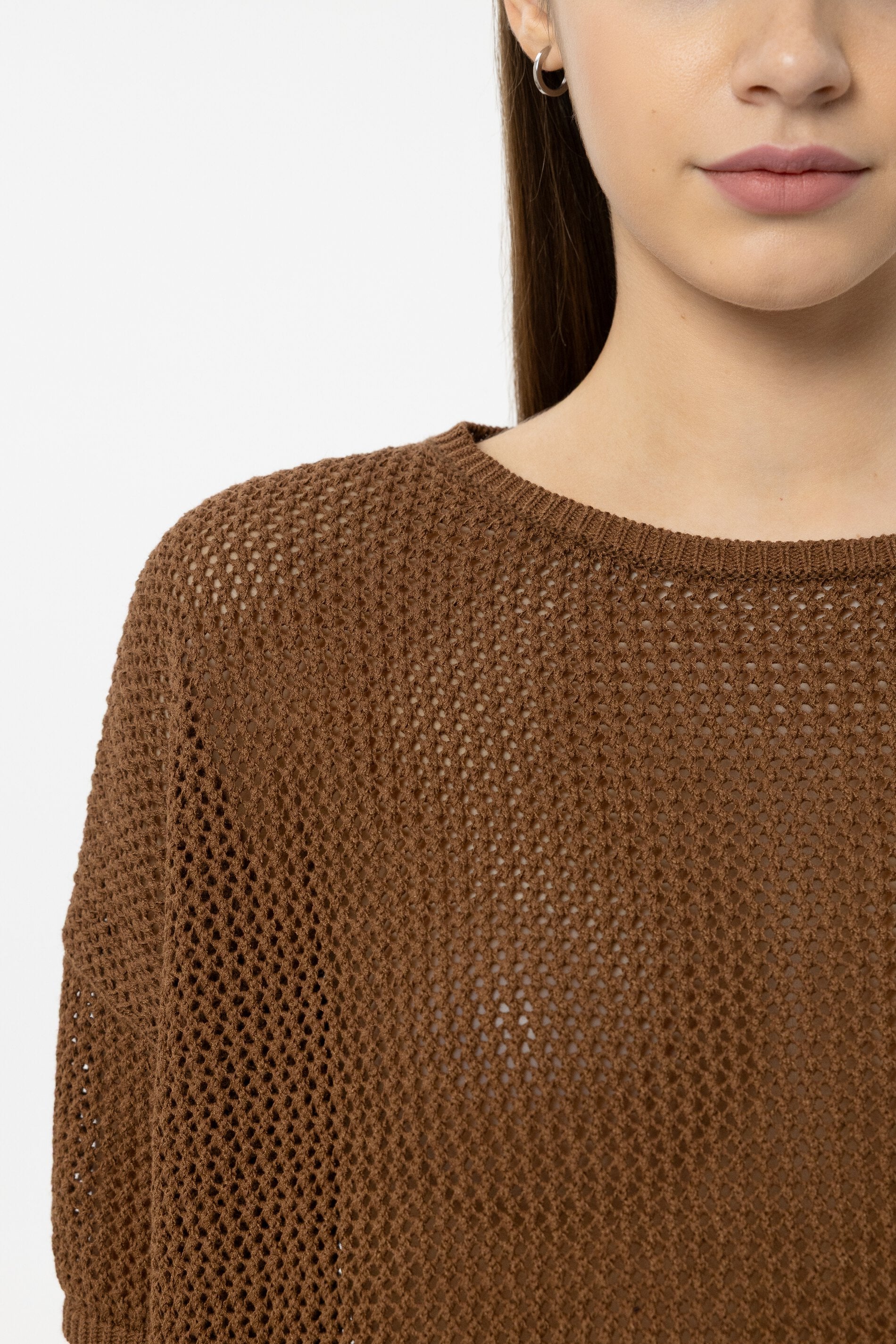 Linen-blend sweater - dark terracotta - Standard