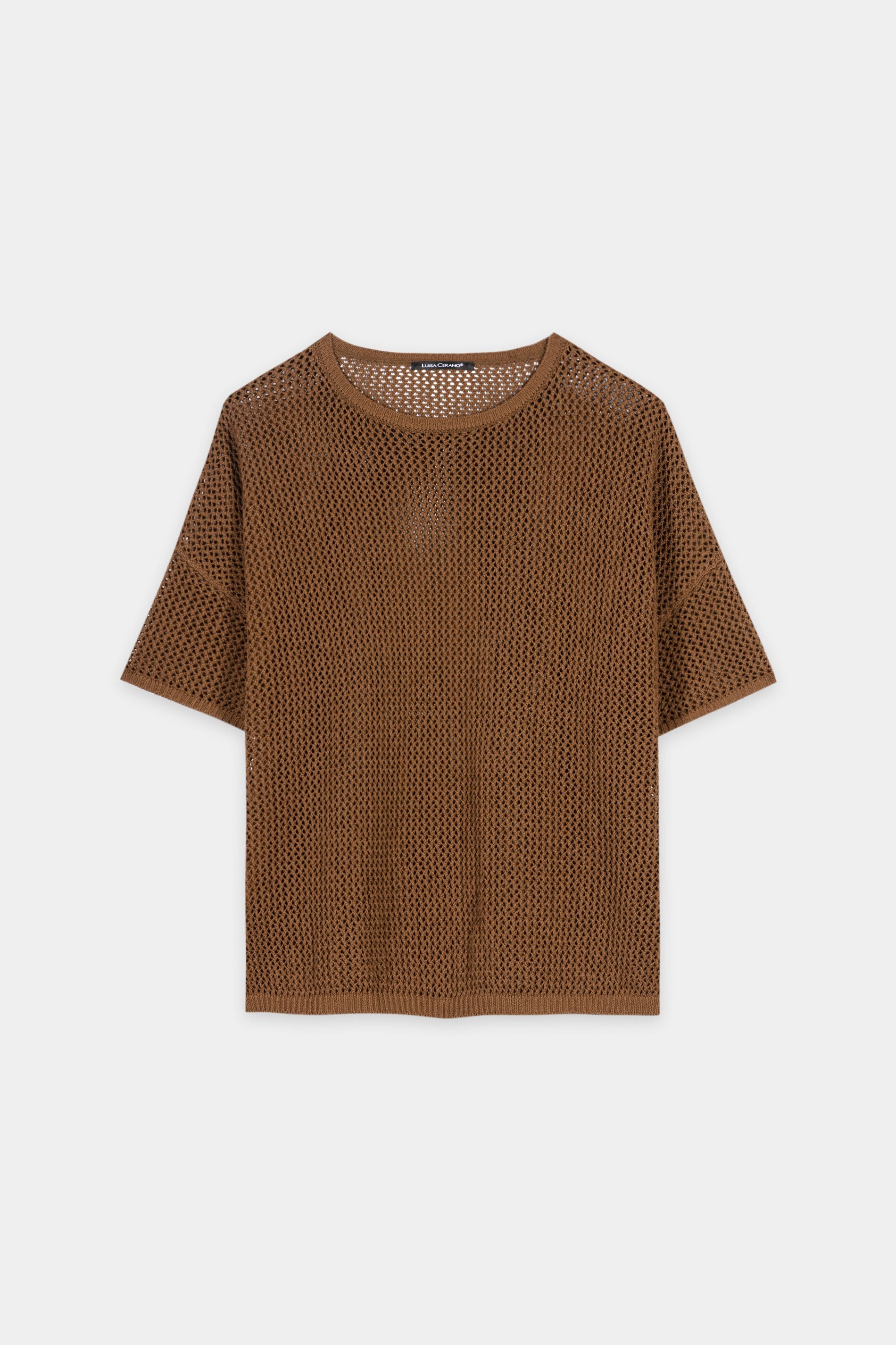 Linen-blend sweater - dark terracotta - Standard