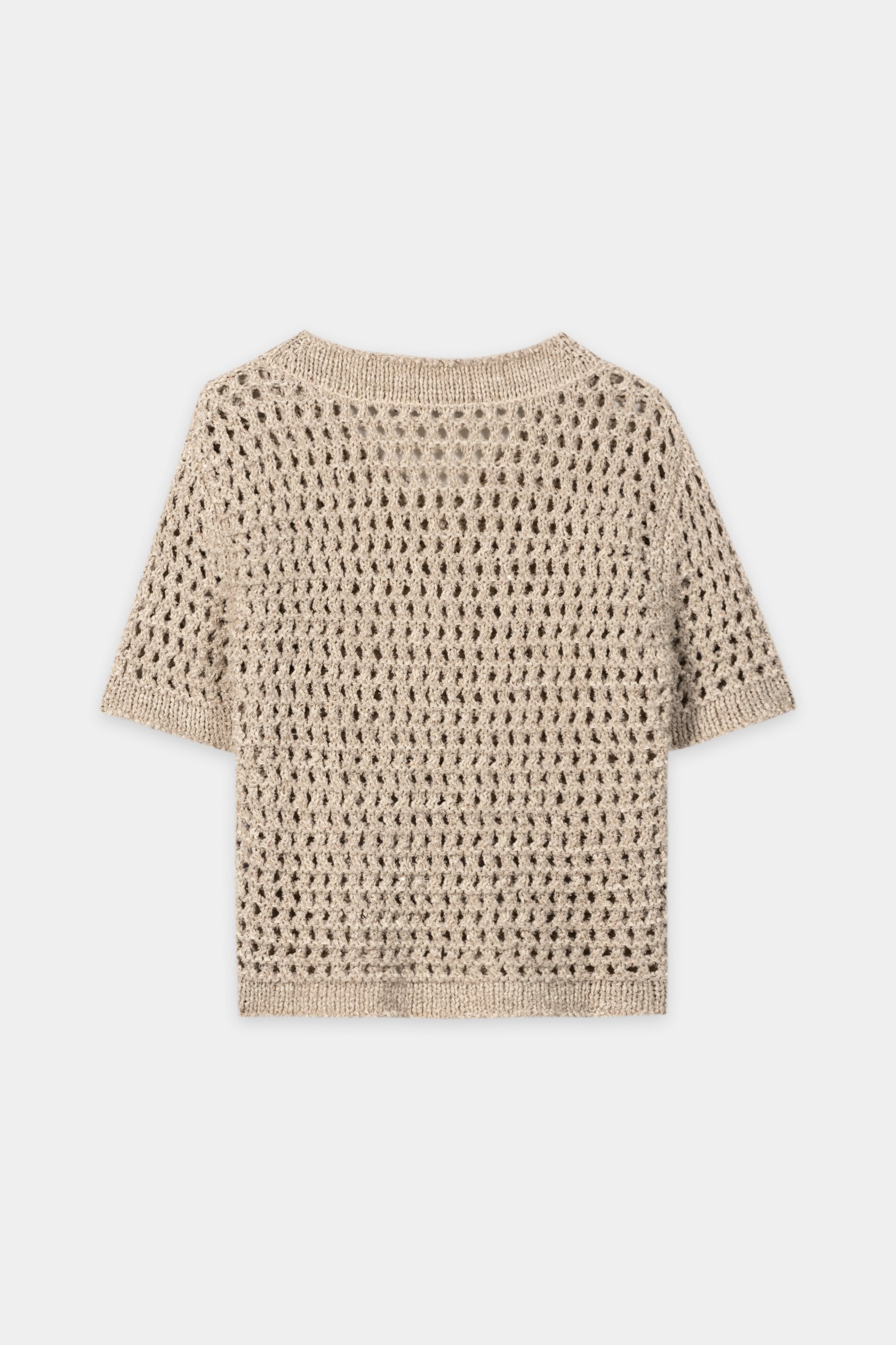 Pailletten-Netzstrick-Pullover - sand - Standard | Artikel Rück