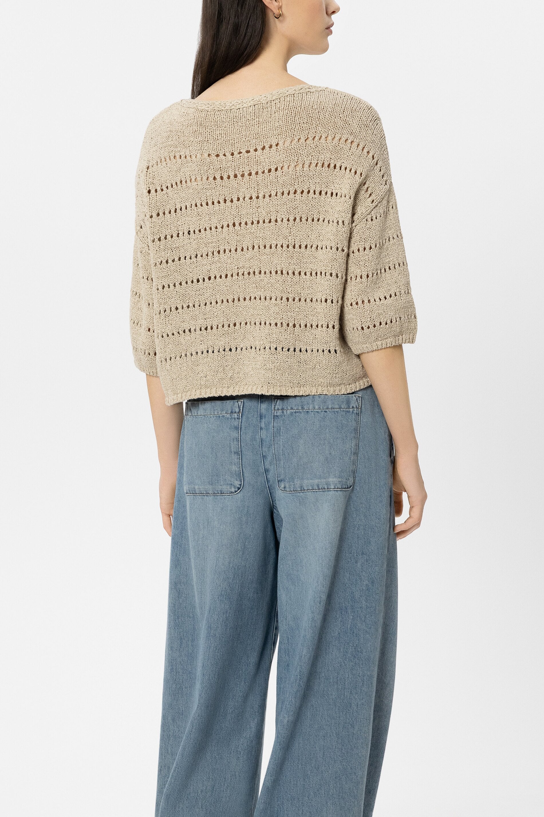 Sweater with ajour pattern - sand - Standard