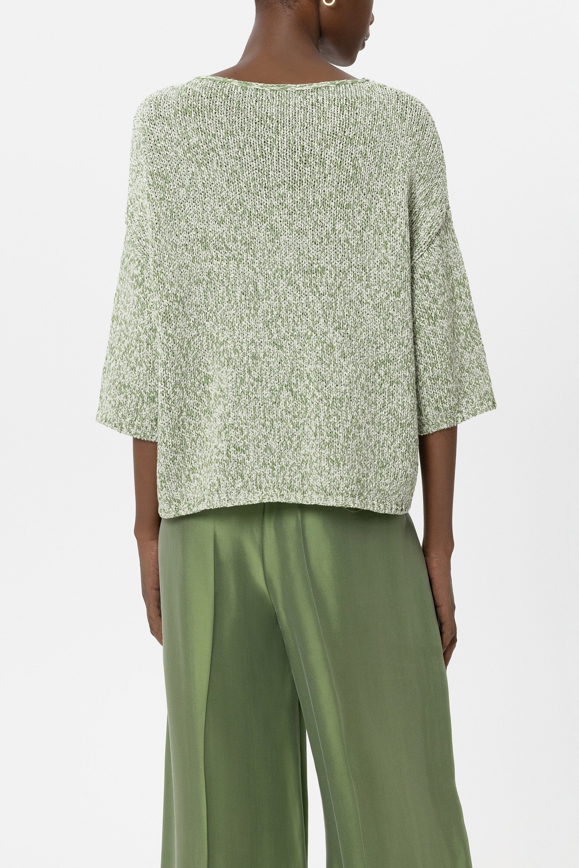 Mouliné-look sweater - pistachio - Standard