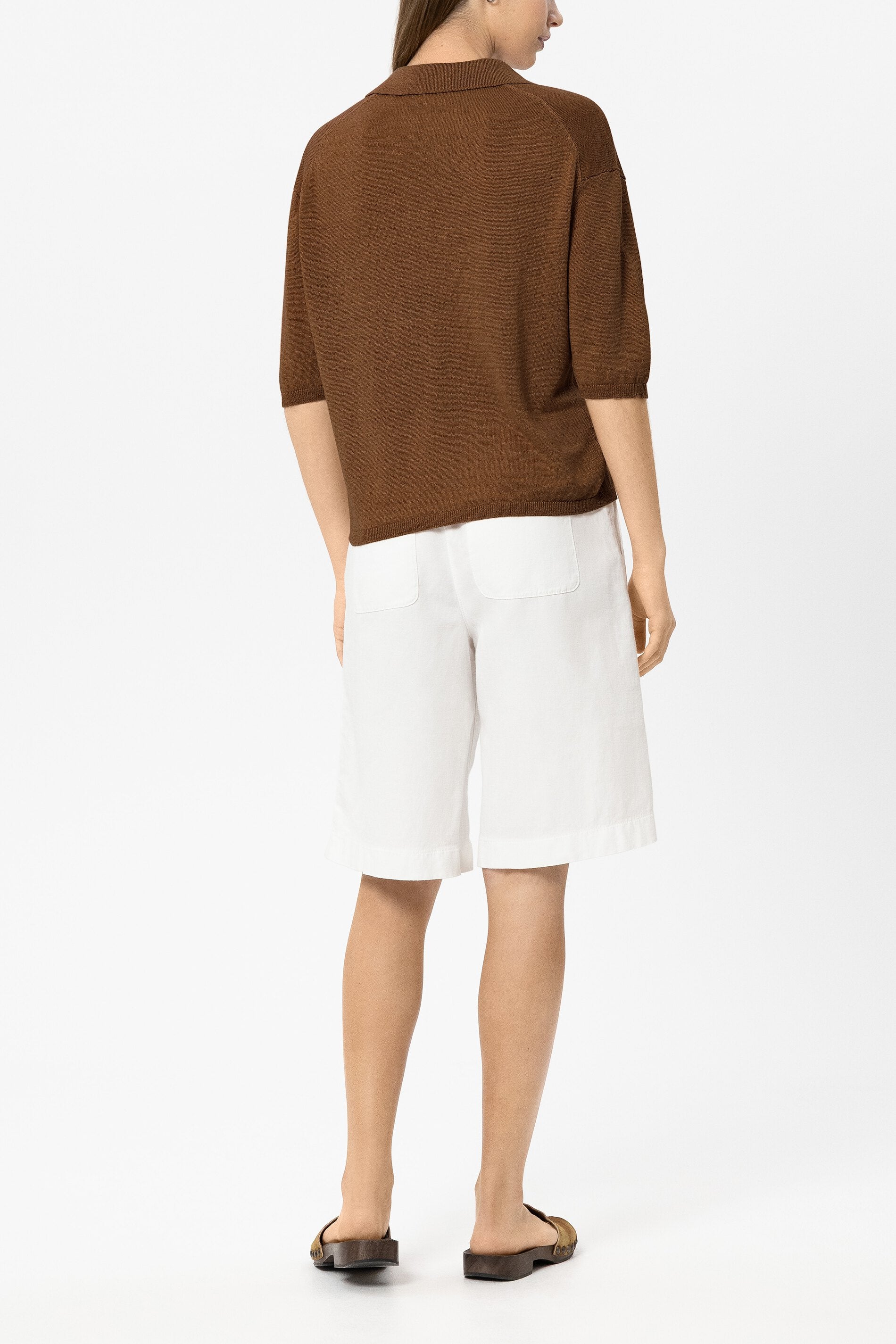 Leinen-Polo - dark terracotta - Standard | Model Rück