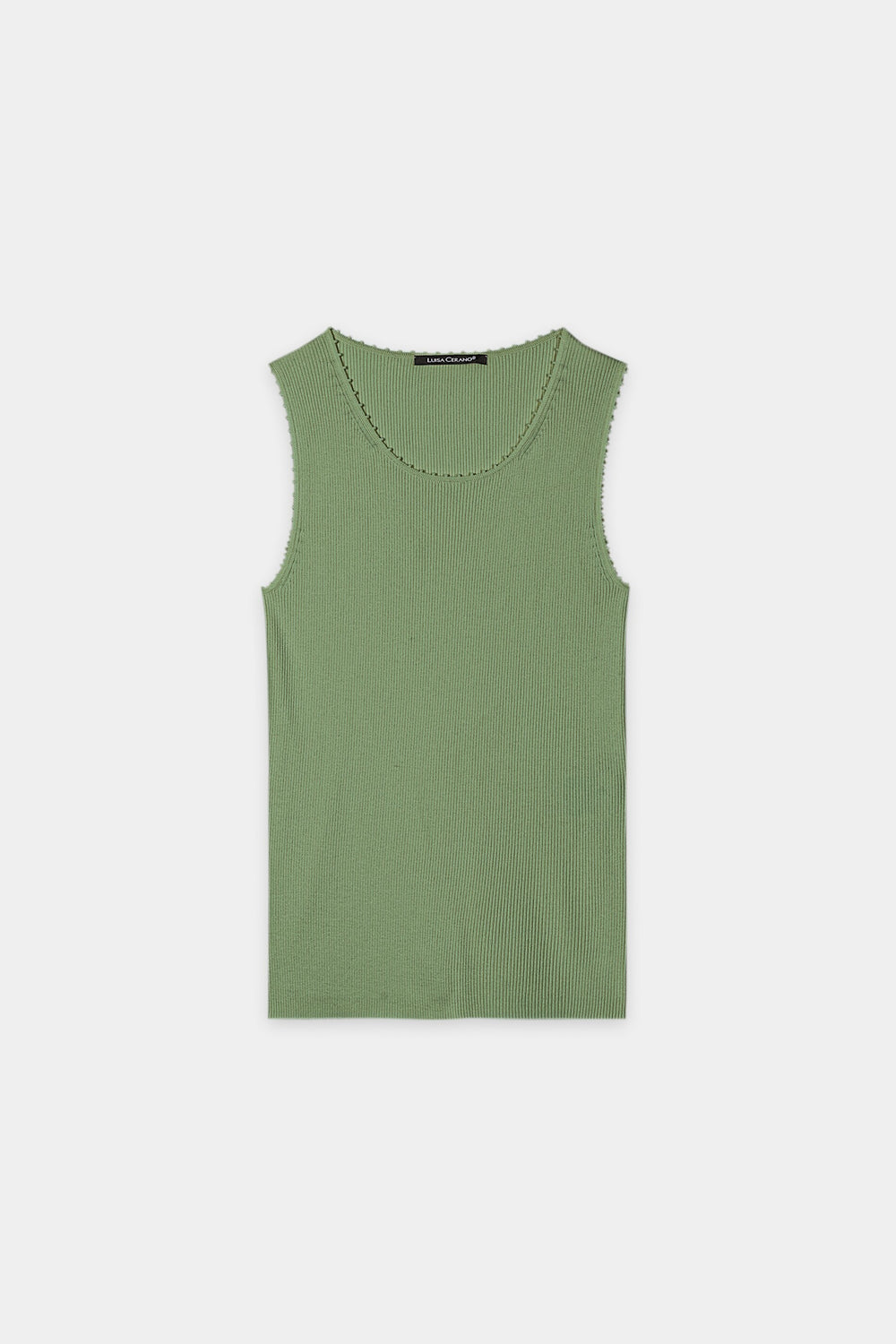 Trägertop mit Picot-Kante - moss green - Standard