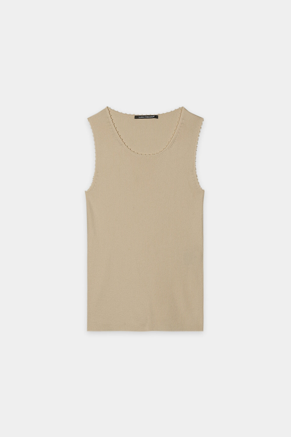 Trägertop mit Picot-Kante - sand - Standard