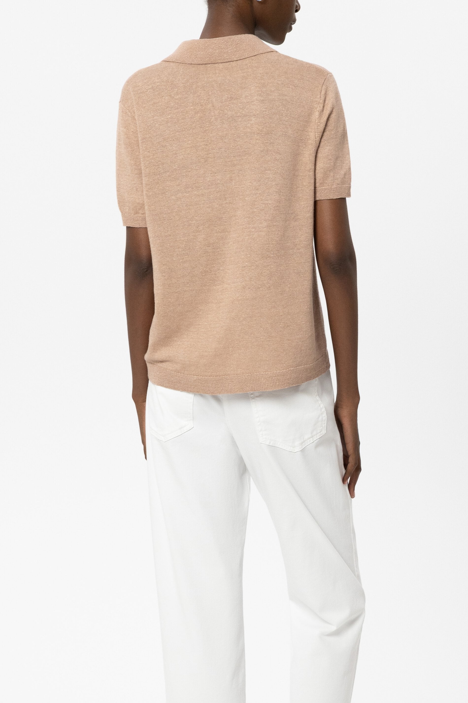 Leinen-Polo - light terracotta - Standard | Model Rück