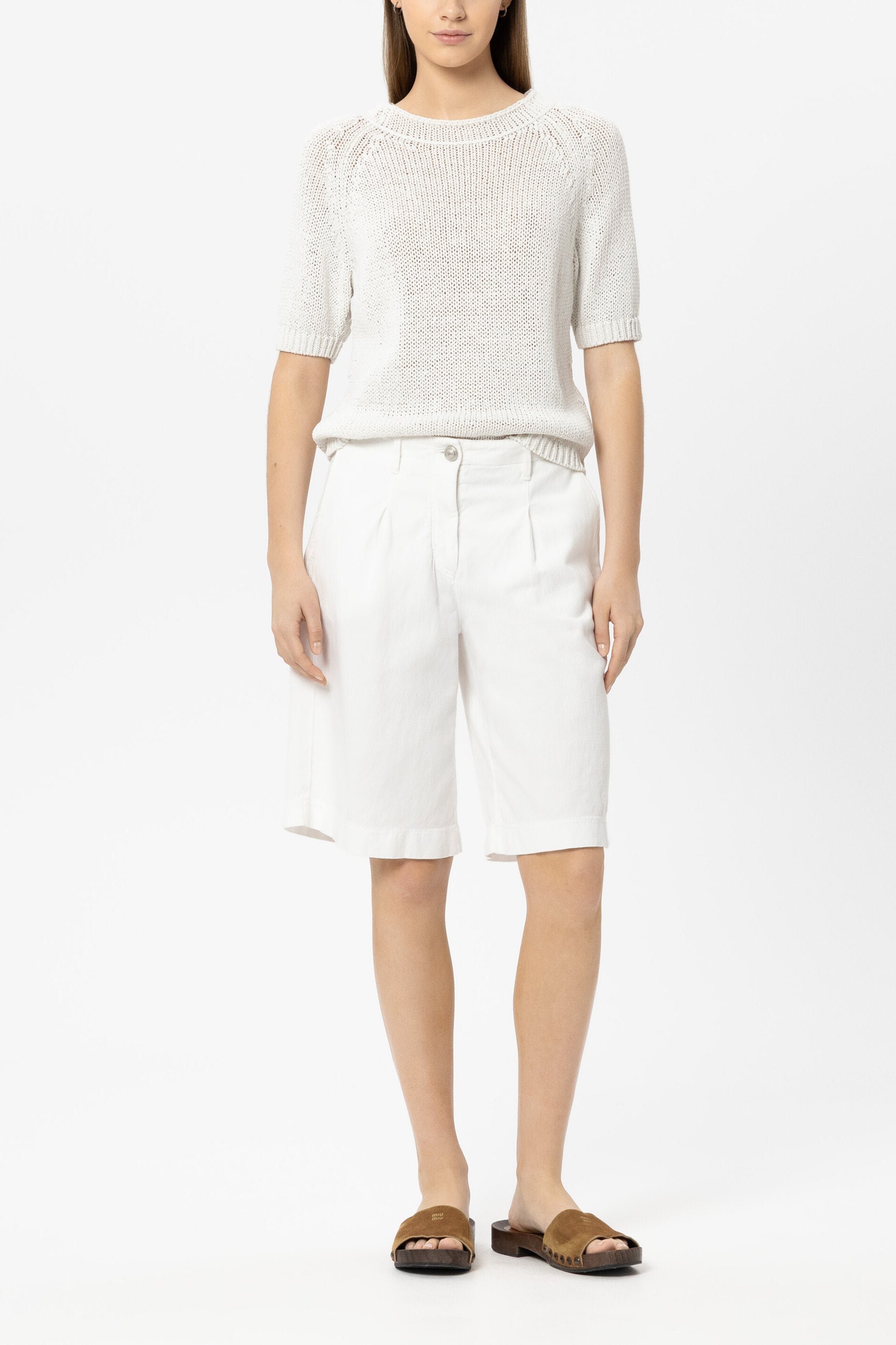 Pullover aus Leinen-Mix - white - Standard | Model Front