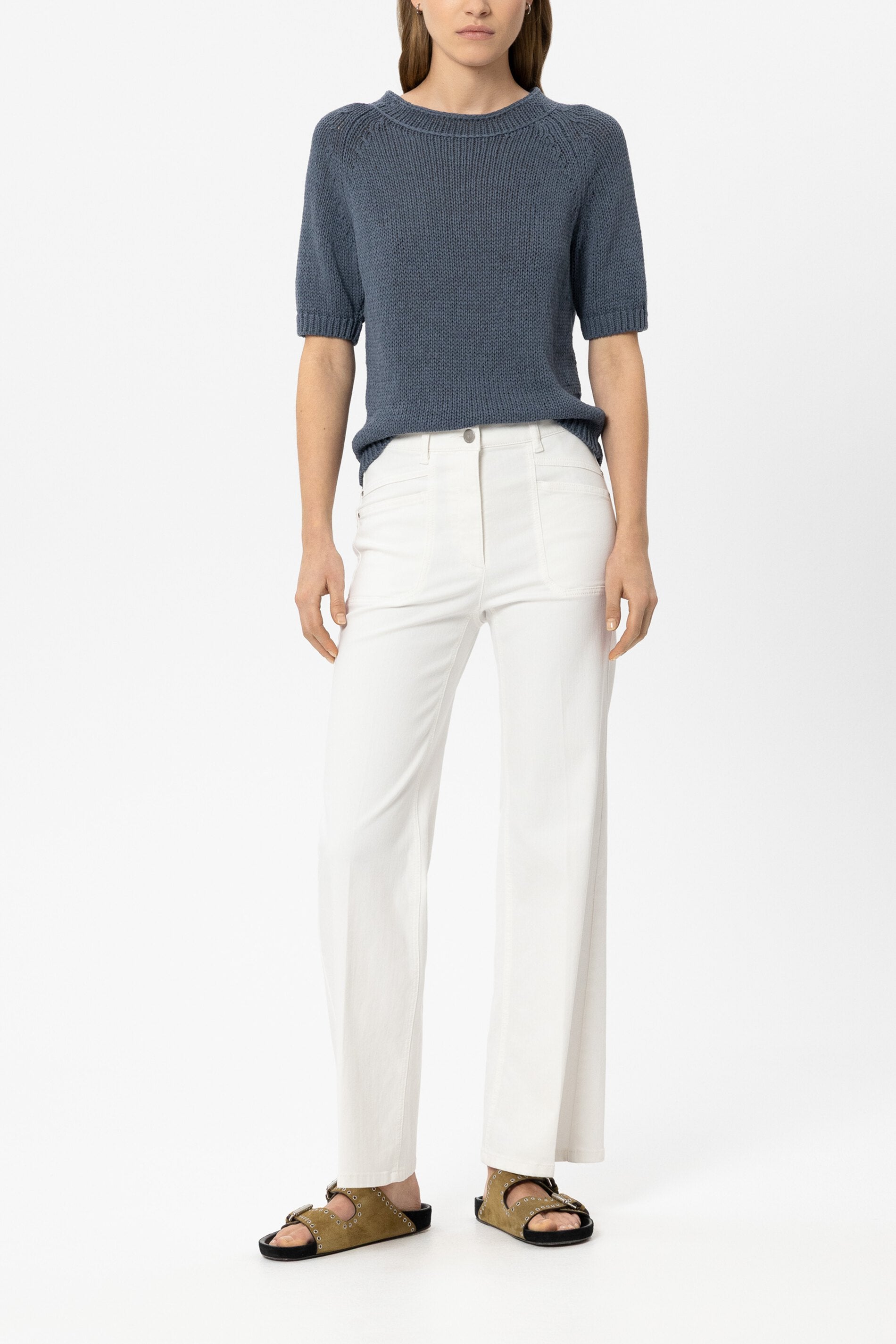 Pullover aus Leinen-Mix - tinted blue - Standard | Model Front