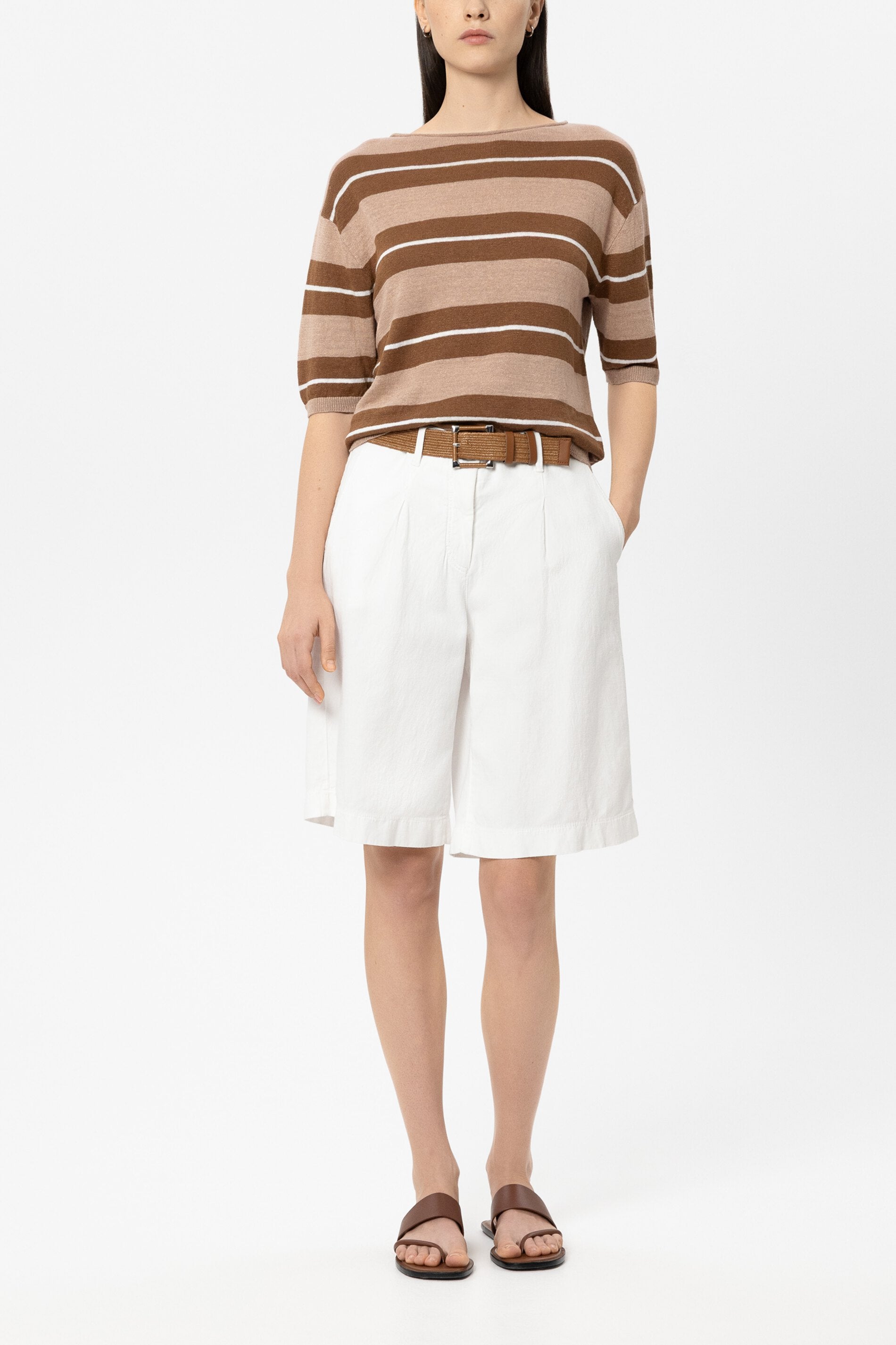 Leinen-Pulli mit Preppy-Stripe - multi - Standard | Model Front