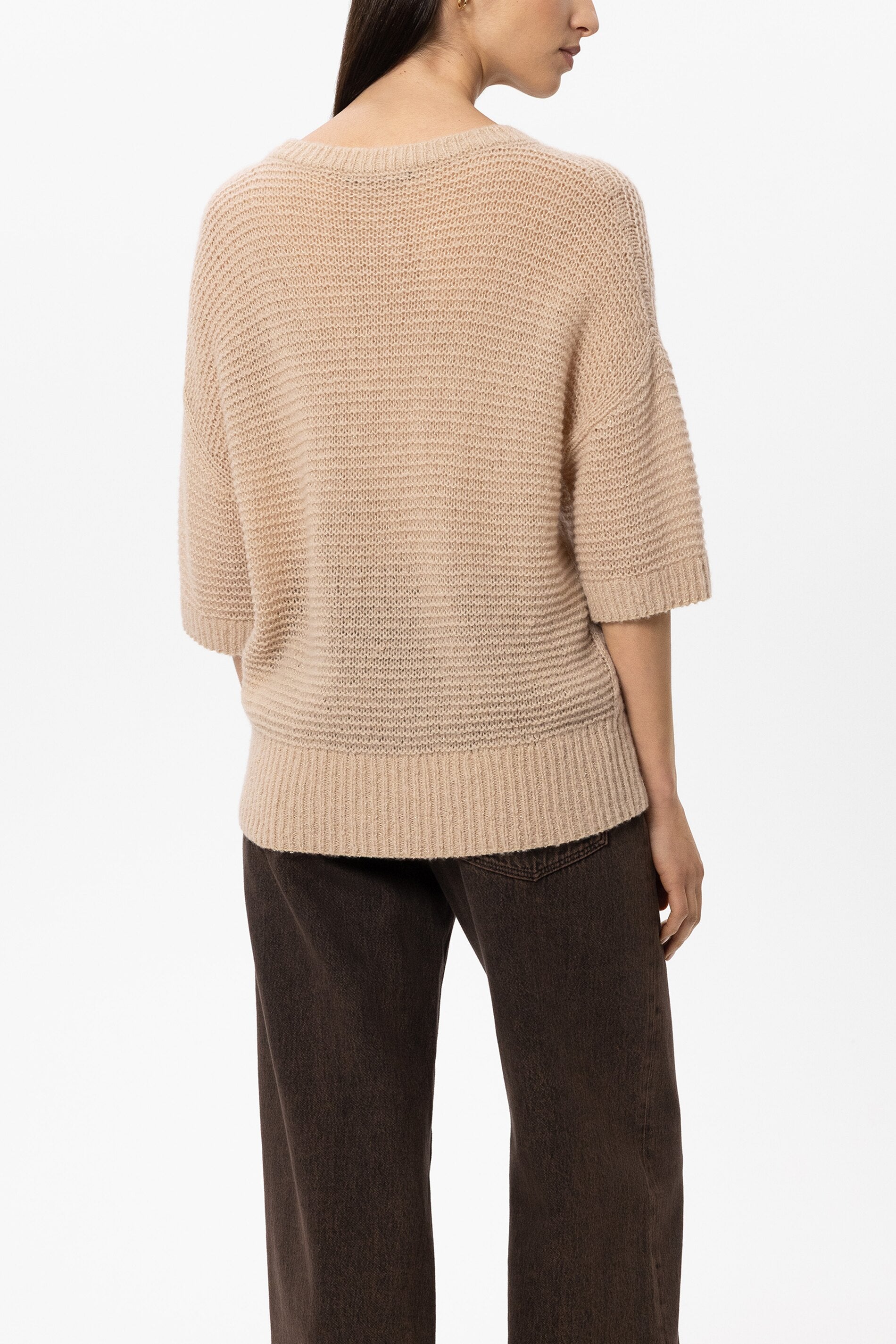 V-Pullover aus Kaschmir-Mix - cappuccino - Standard | Model Rück