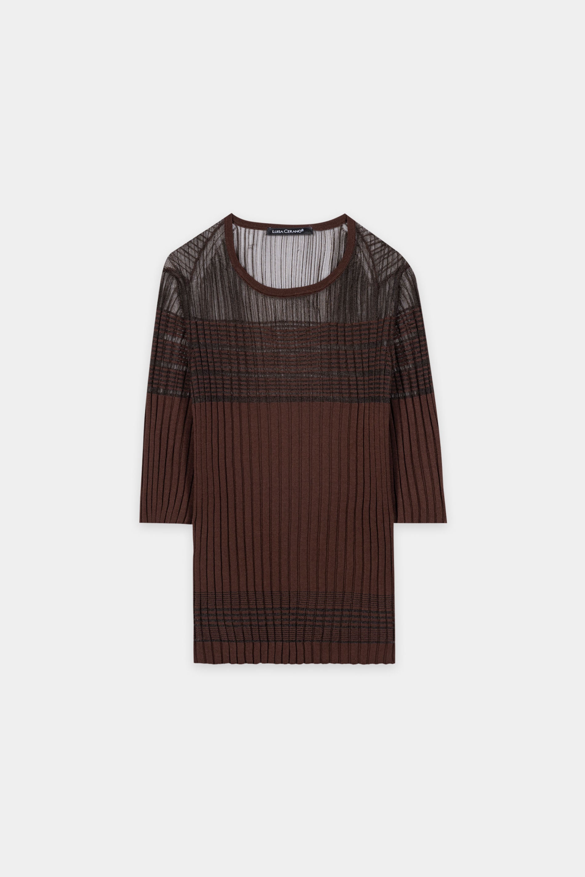 Feinstrick-Ringel-Shirt - marone - Standard | Artikel Front